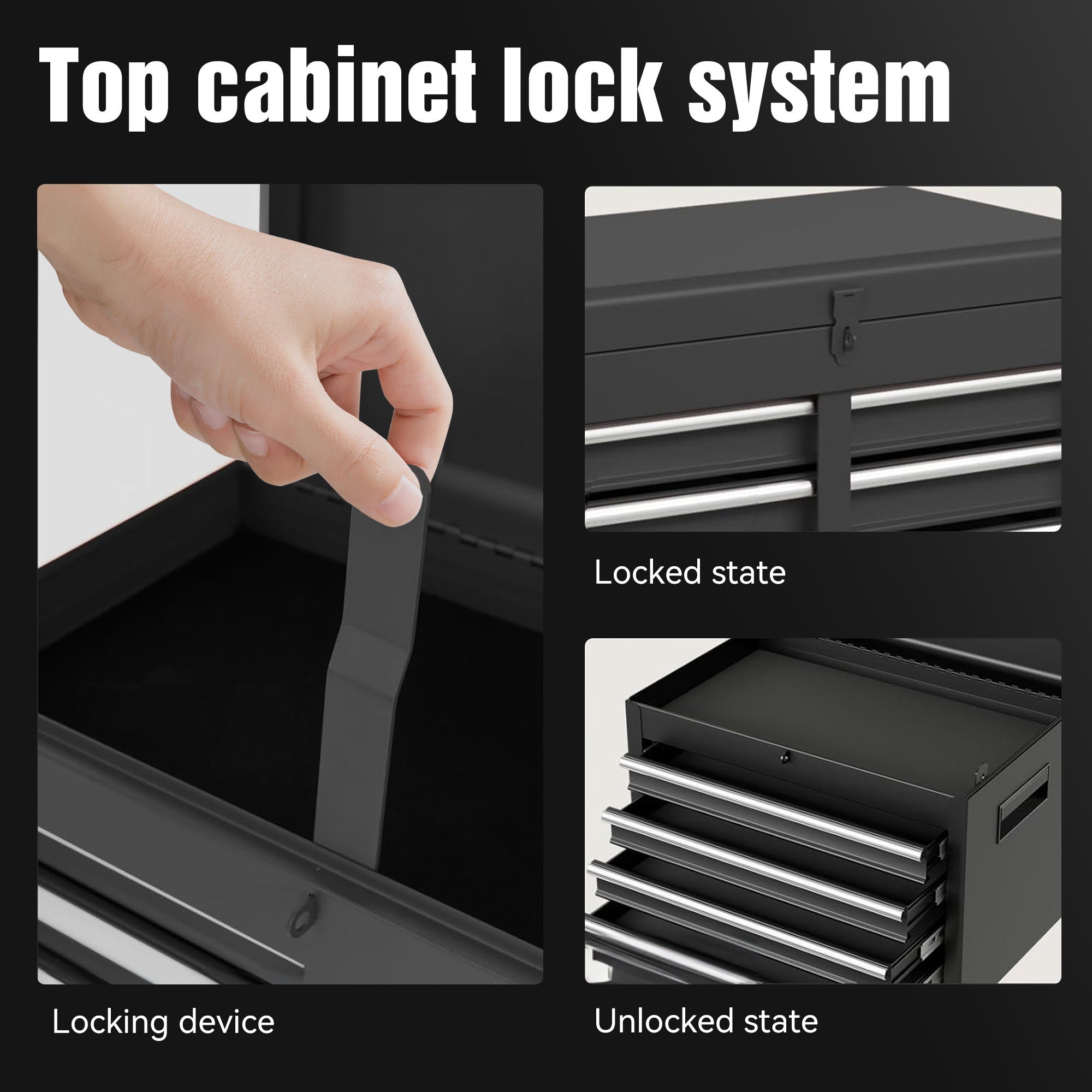 Tool Chest, 5-Drawer Rolling Tool Storage Cabinet with Detachable Top Tool Box, Liner, Universal Lockable Wheels, Adjustable Shelf, Locking Mechanism, Metal Tool Cart ,154pcs tools