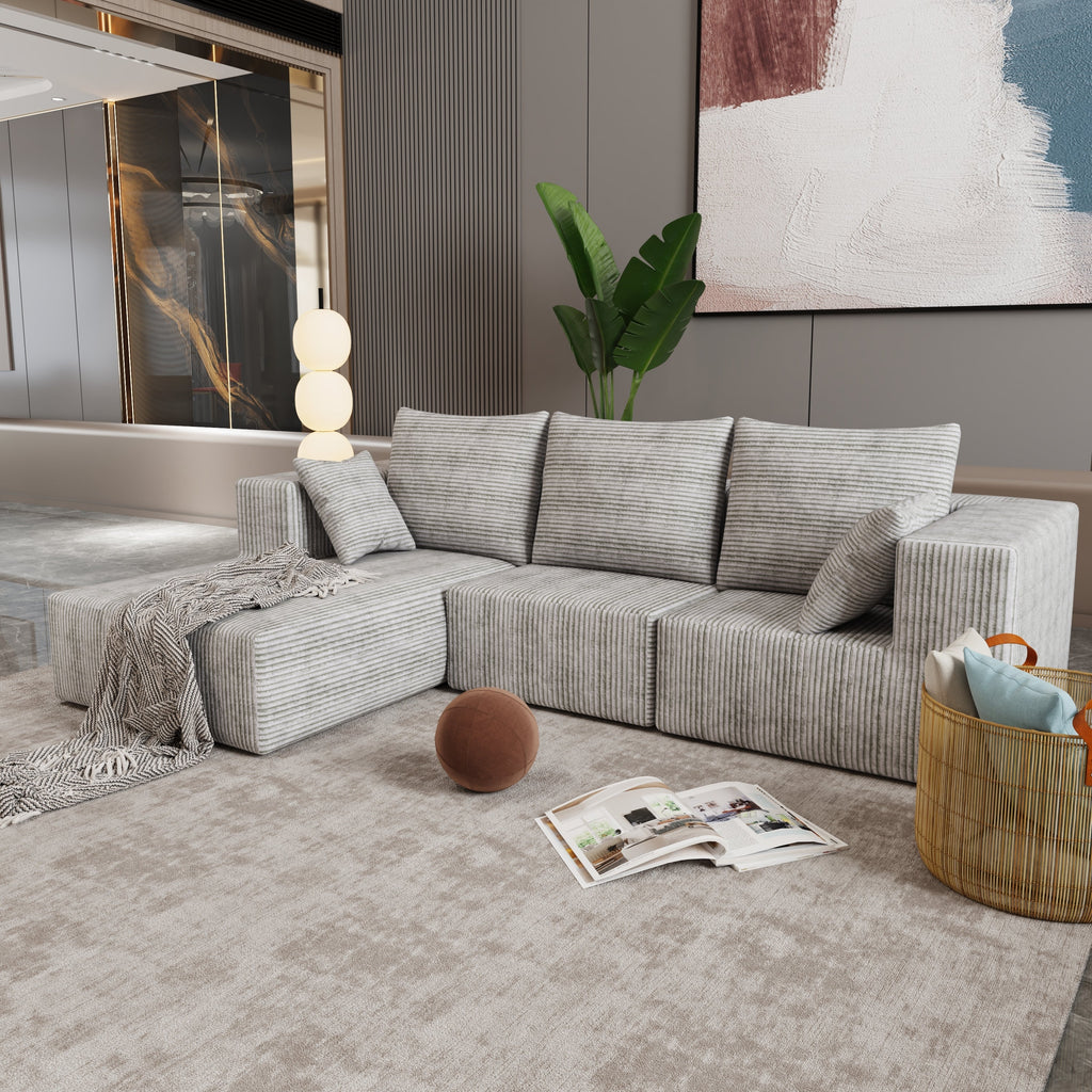 Corner combination sofa, sectional sofa ,couch sofa,sofa bed, made of high-density sponge and soft plush fabric, with multiple combinations available(gray)