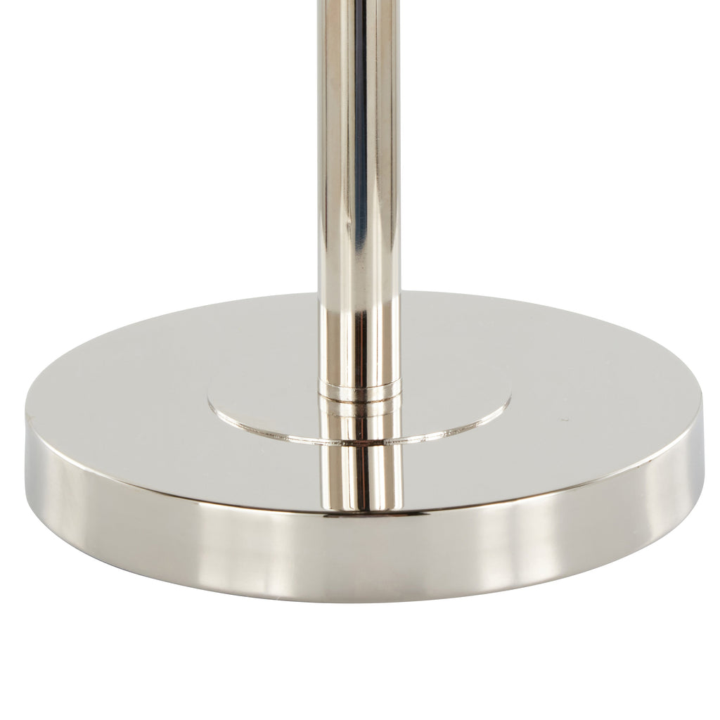 Lily 30' Contemporary Metal Table Lamp in Polished Nickel with Grey Linen Hardback Shade from Grandview Gallery by LumiSource
