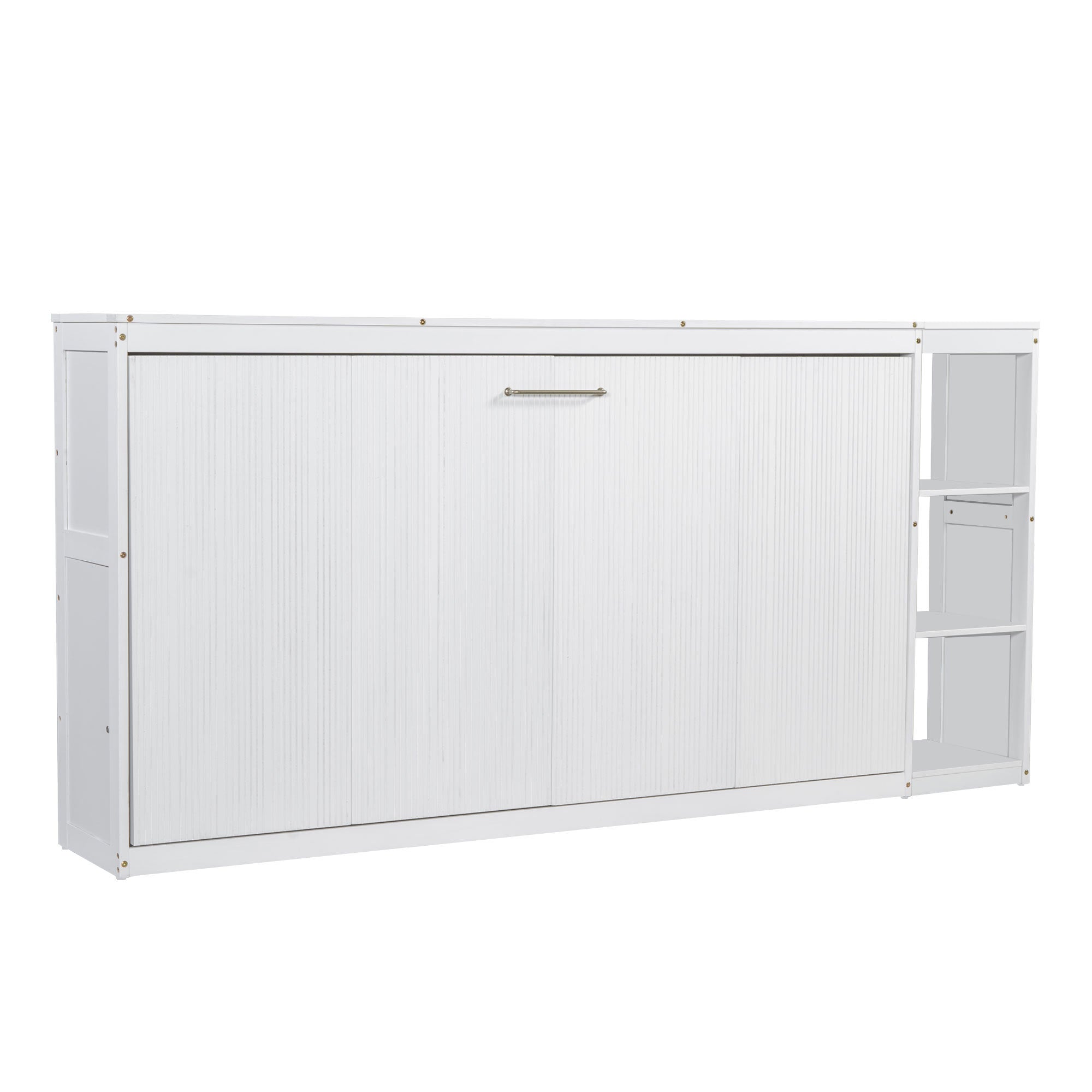 Twin Size Murphy Bed with Bookshelf, White