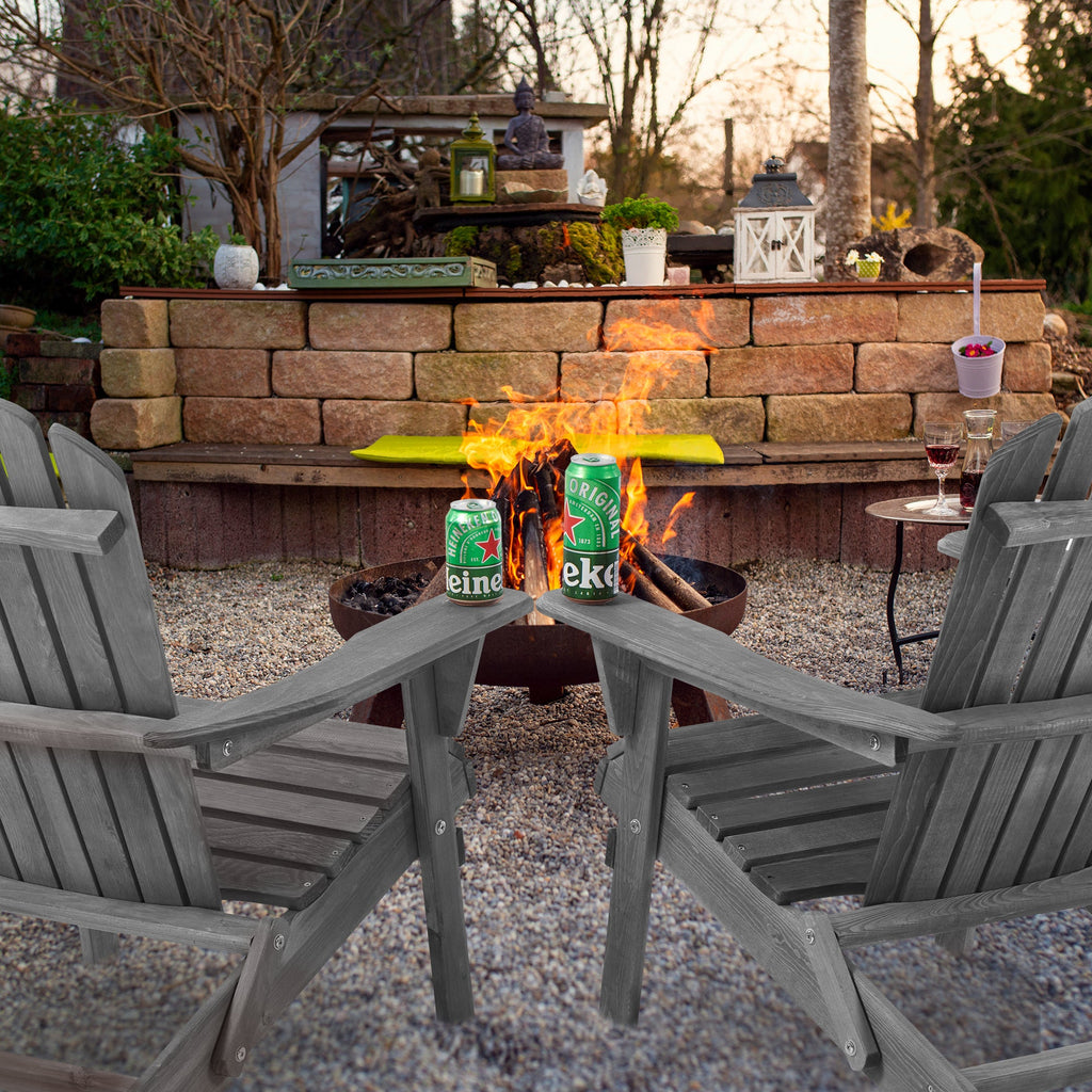 Classic Gray Cedar Wood Lounge Patio Chair Set of 2 for Garden and Outdoor Use