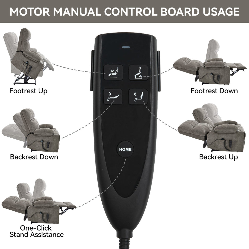 Brown Dual Motor Infinite Position Up to 350 LBS Chenille Power Lift Recliner Chair, Heavy Duty Motion Mechanism with 8-Point Vibration Massage and Lumbar Heating, Dual Cup Holders