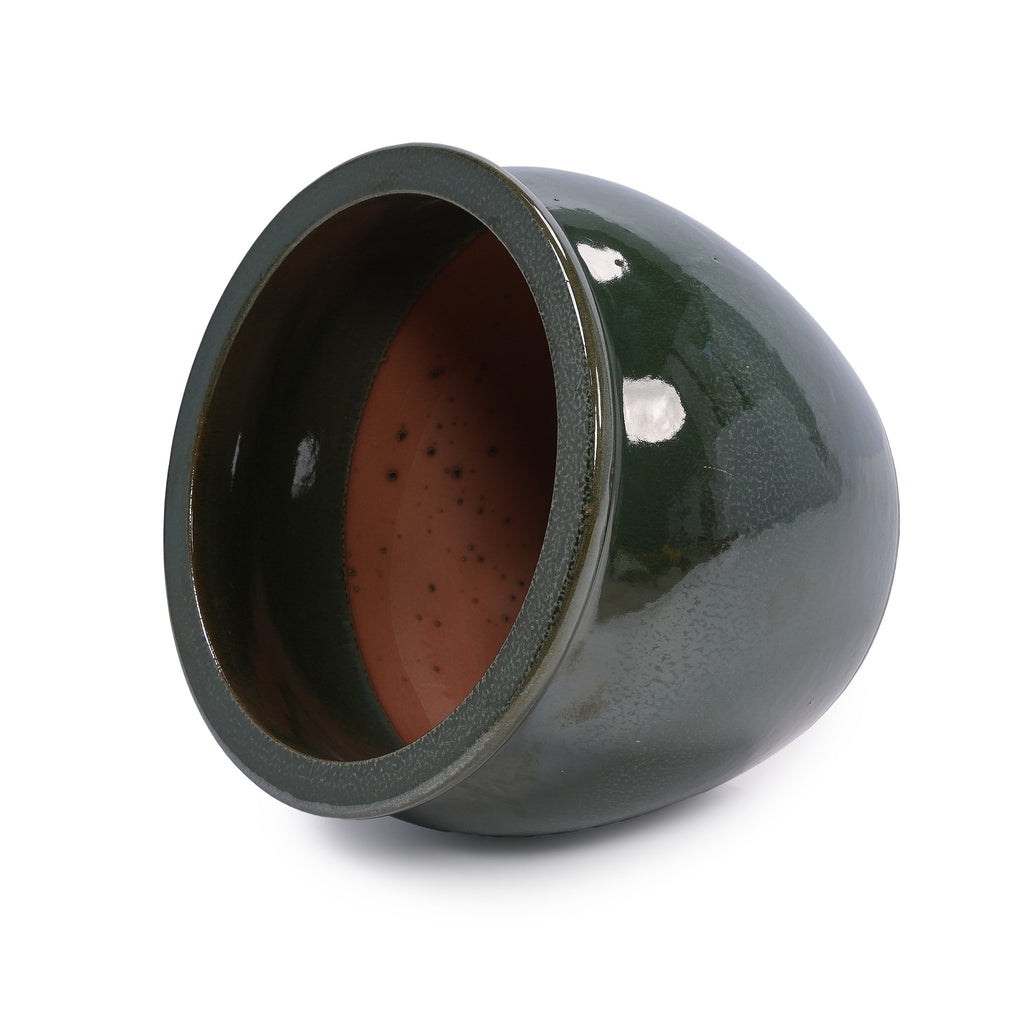 3 Pieces Ceramic Flowerpot, Modern Planter for Patio, Garden or Windowsills - Antique Blue Green