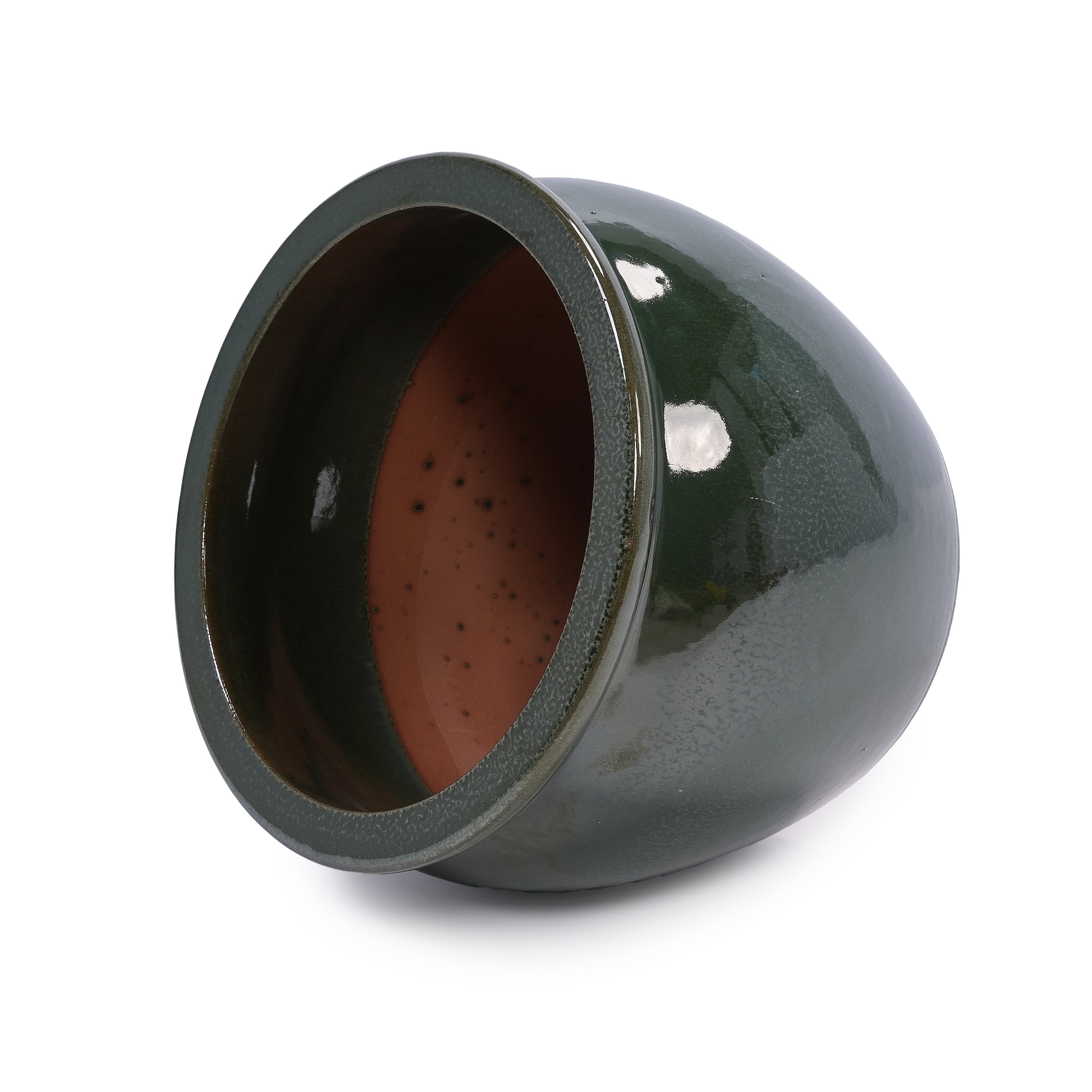3 Pieces Ceramic Flowerpot, Modern Planter for Patio, Garden or Windowsills - Antique Blue Green