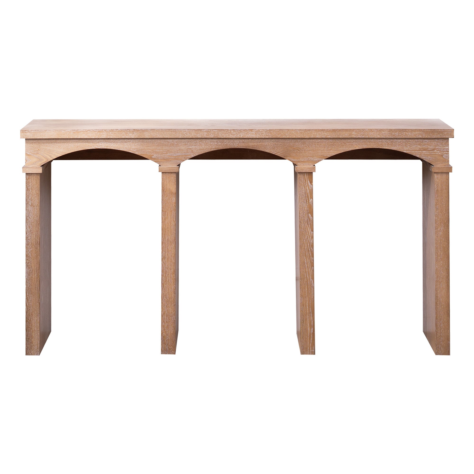 Rustic Archway Console Table – 60'Long Entryway Table with Decorative Arched Legs, Natural Wood Finish, Narrow Sofa Table for Hallway, Living Room, or Foyer