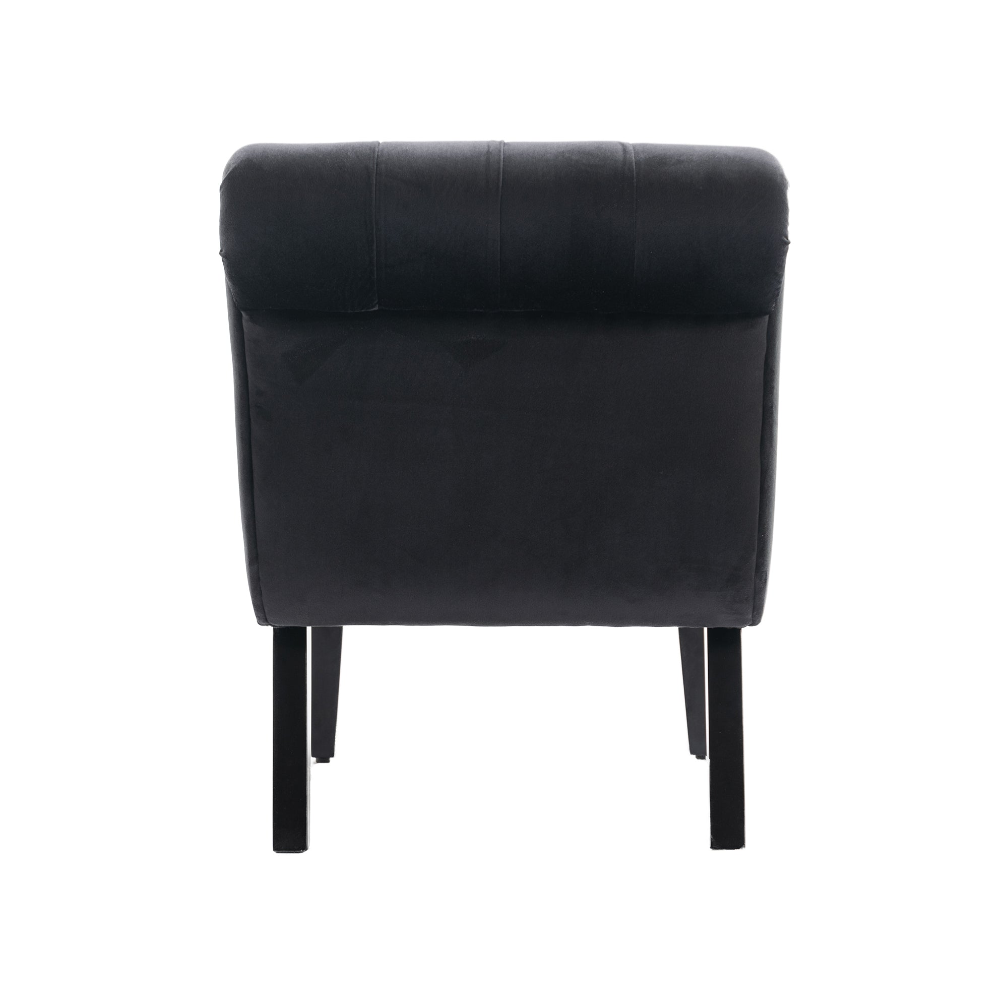 COOLMORE Modern Velvet Armless Accent Living Room Chair / Leisure Chair,Upholstered Fabric Button Comfortable Chair with Wooden Legs for Bedroom, Living Room, Office (Black Velvet)