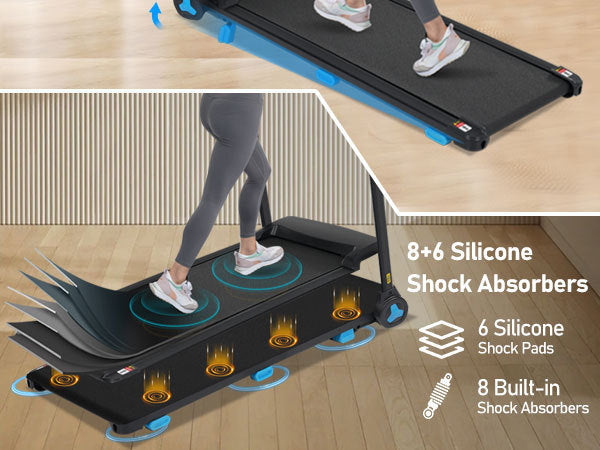 Folding Treadmills for Home Small, 3.0HP Portable Treadmill with 8% Incline,10MPH Walking Pad with Incline, 300 LBS Walking Pad Treadmills with Bluetooth, Heart Rate Sensors,Charge Station