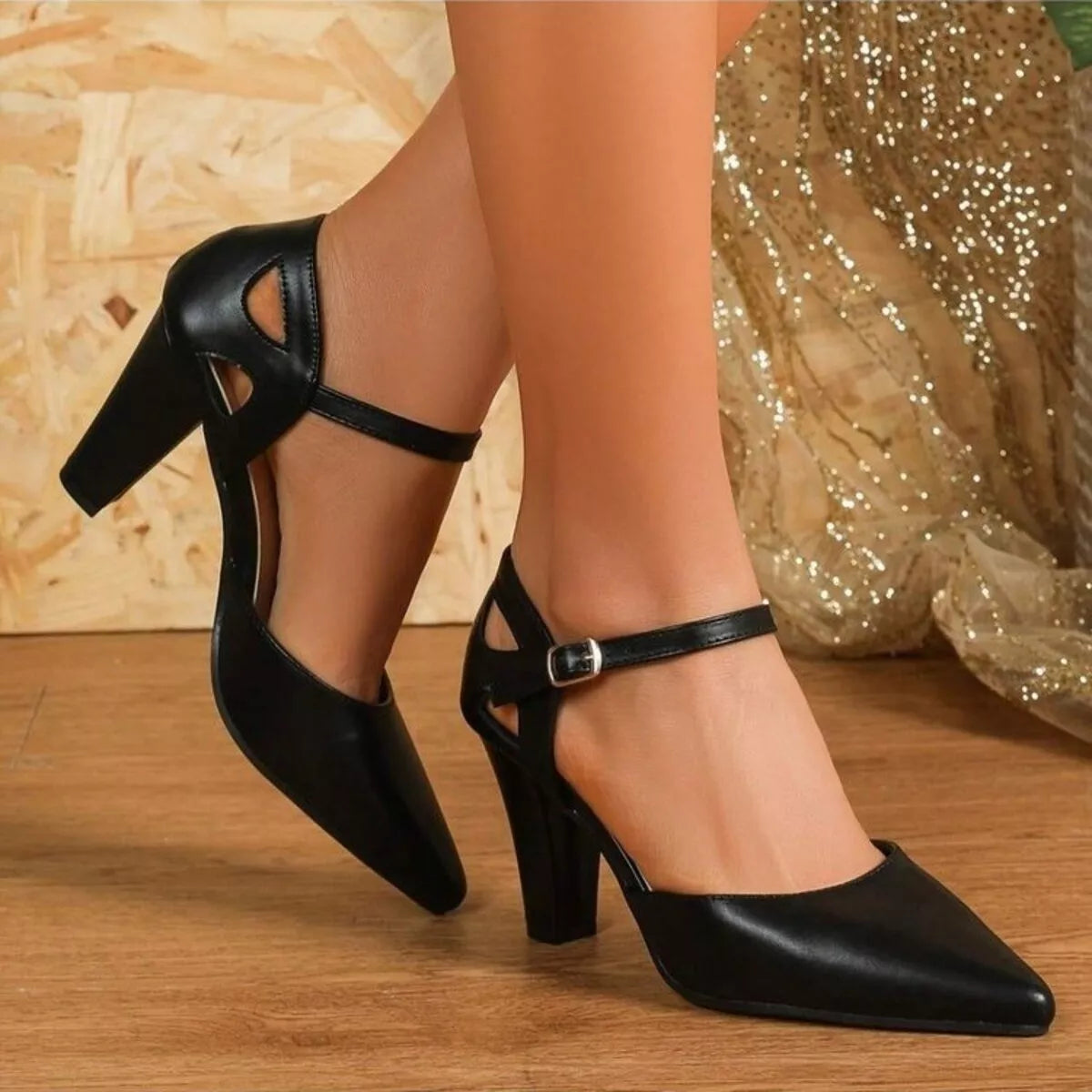 Point Toe Block Heels Pumps