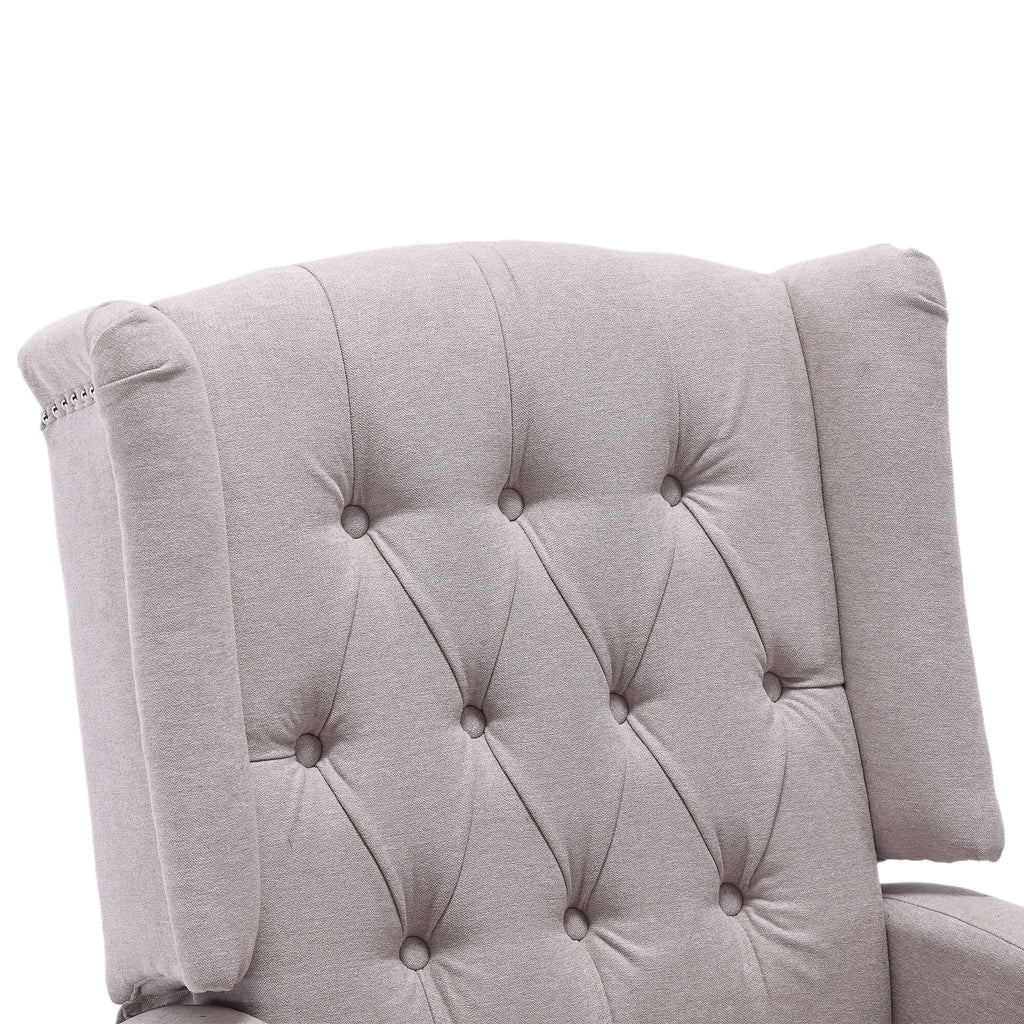 COOLMORE Rocking Recliner Chair,360 Degree Swivel Nursery Rocking Chair,Glider Chair,Modern Small Rocking Swivel Recliner Chair for Bedroom,Living Room Chair Home Theater Seat (Beige)