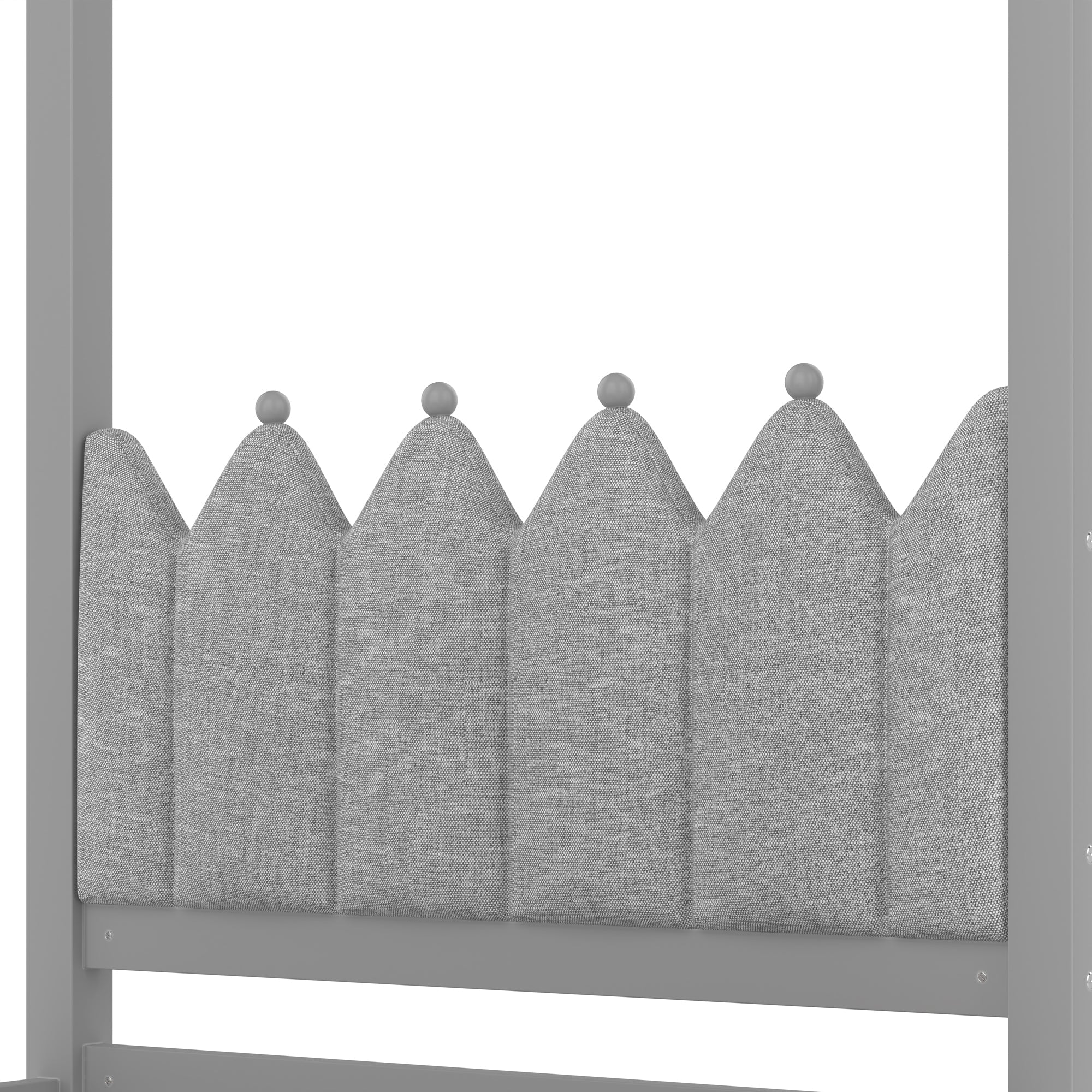 Twin Platform Bed with Upholstered Headboard,Twin Size Trundle and 3 Drawers,Princess Canopy Bed Frame for Kids,Storage & Easy Assembly,Gray