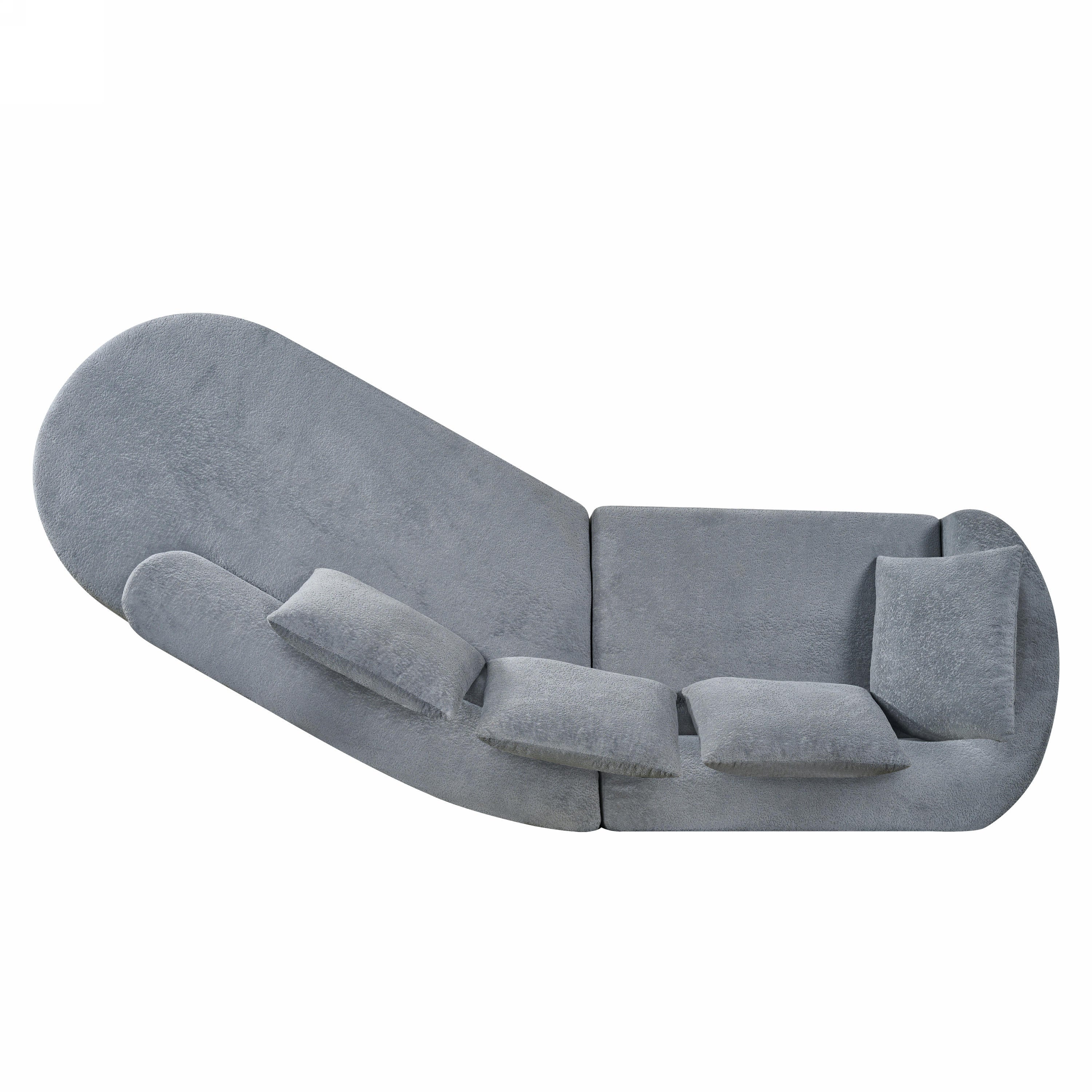 116' Modern Curved Sectional Sofa with High-Density Fully Compressed Sponge and Chaise Lounge, Pearl Upholstery, 2-Piece Set, Fully Assembled Right Hand Facing, Perfect for Living Room, Lounge