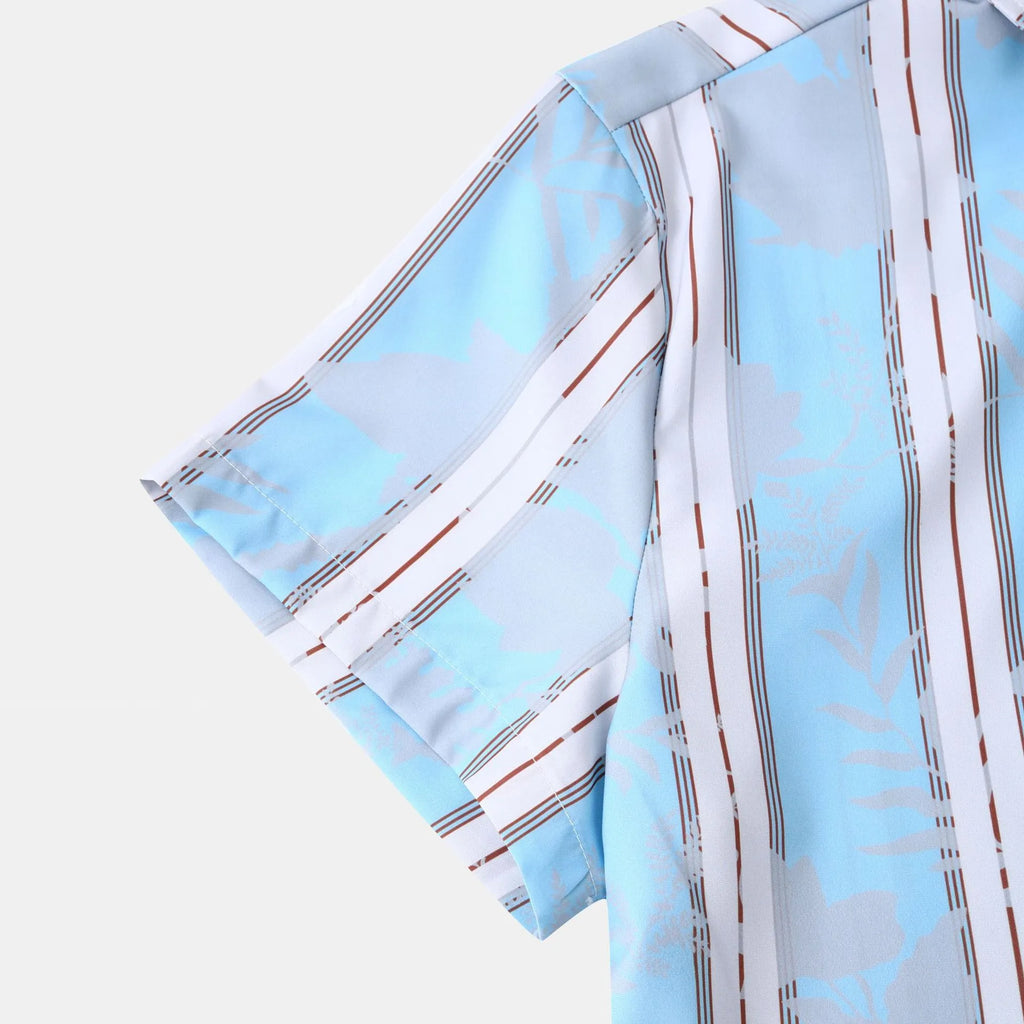Casual Striped Short Sleeve Button-Up Shirt