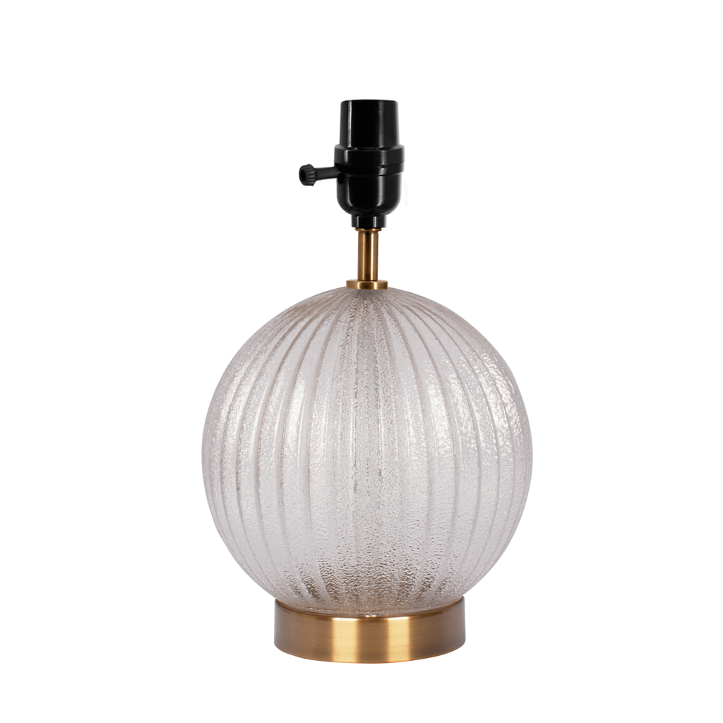 Serenity Round Ribbed Glass Lamp Base Clear Table Lamp Large Linen Shade