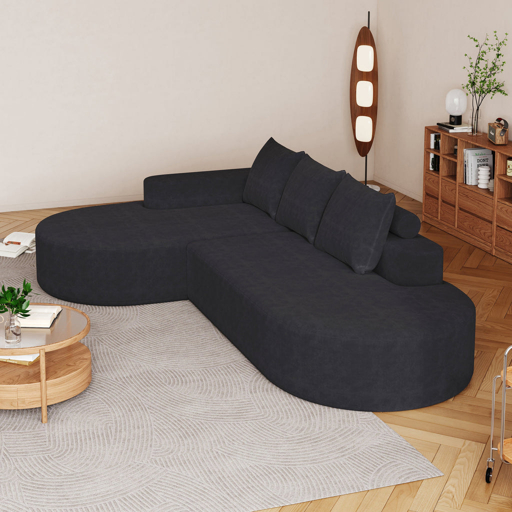 Modern Curved sofa ,Chenille Upholstered Sectional Sofa Couch Set,Modular 108.5' L Shaped Sectional Living Room Sofa Set With 3 Pillows,Free Combination Sofa Couch for Living Room,Bedroom