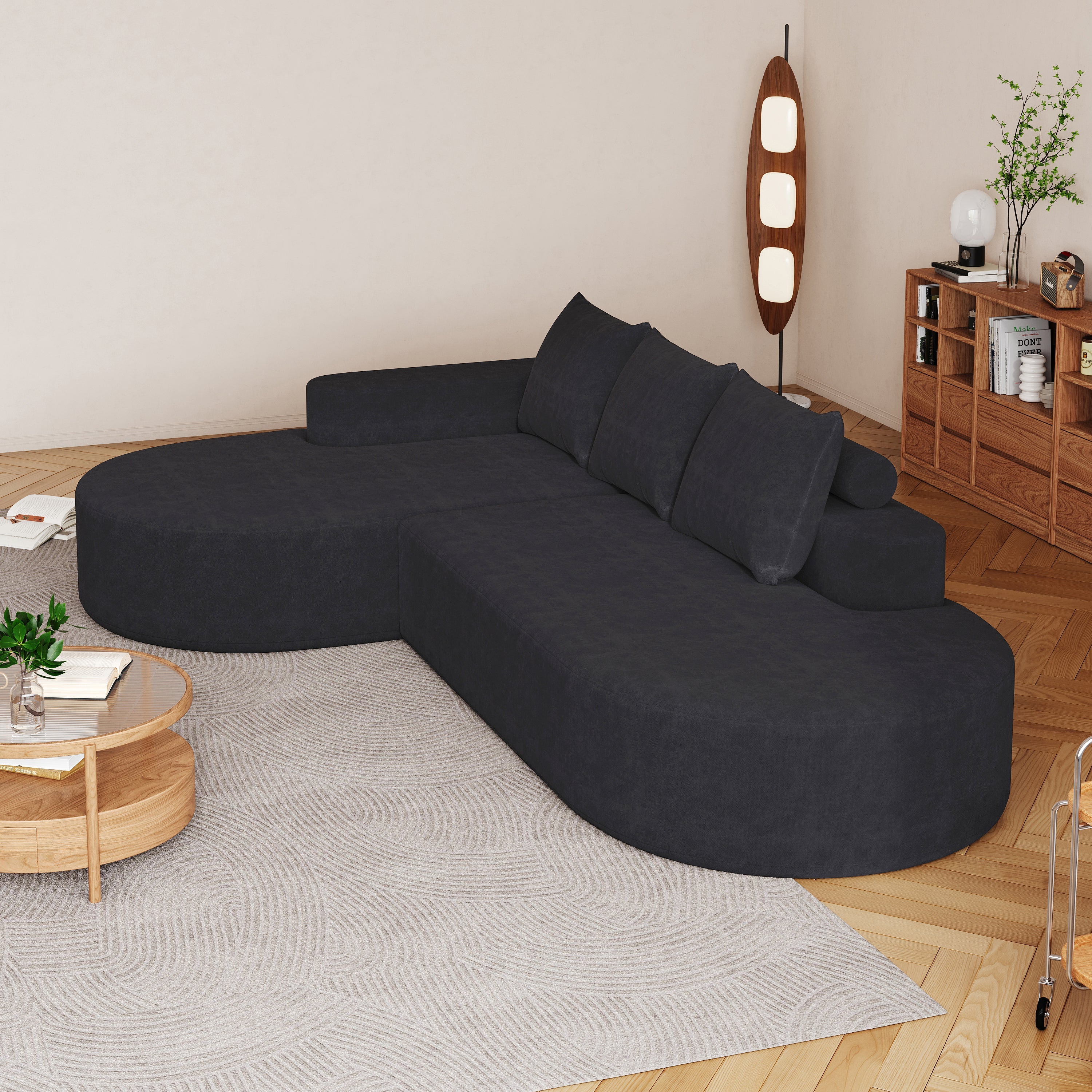 Modern Curved sofa ,Chenille Upholstered Sectional Sofa Couch Set,Modular 108.5' L Shaped Sectional Living Room Sofa Set With 3 Pillows,Free Combination Sofa Couch for Living Room,Bedroom