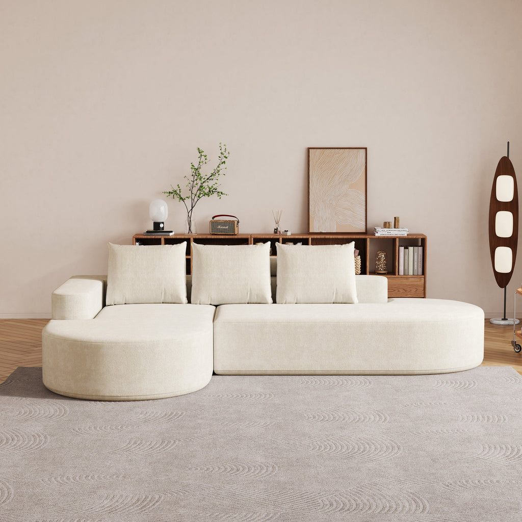 Modern Curved sofa ,Chenille Upholstered Sectional Sofa Couch Set,Modular 108.5' L Shaped Sectional Living Room Sofa Set With 3 Pillows,Free Combination Sofa Couch for Living Room,Bedroom