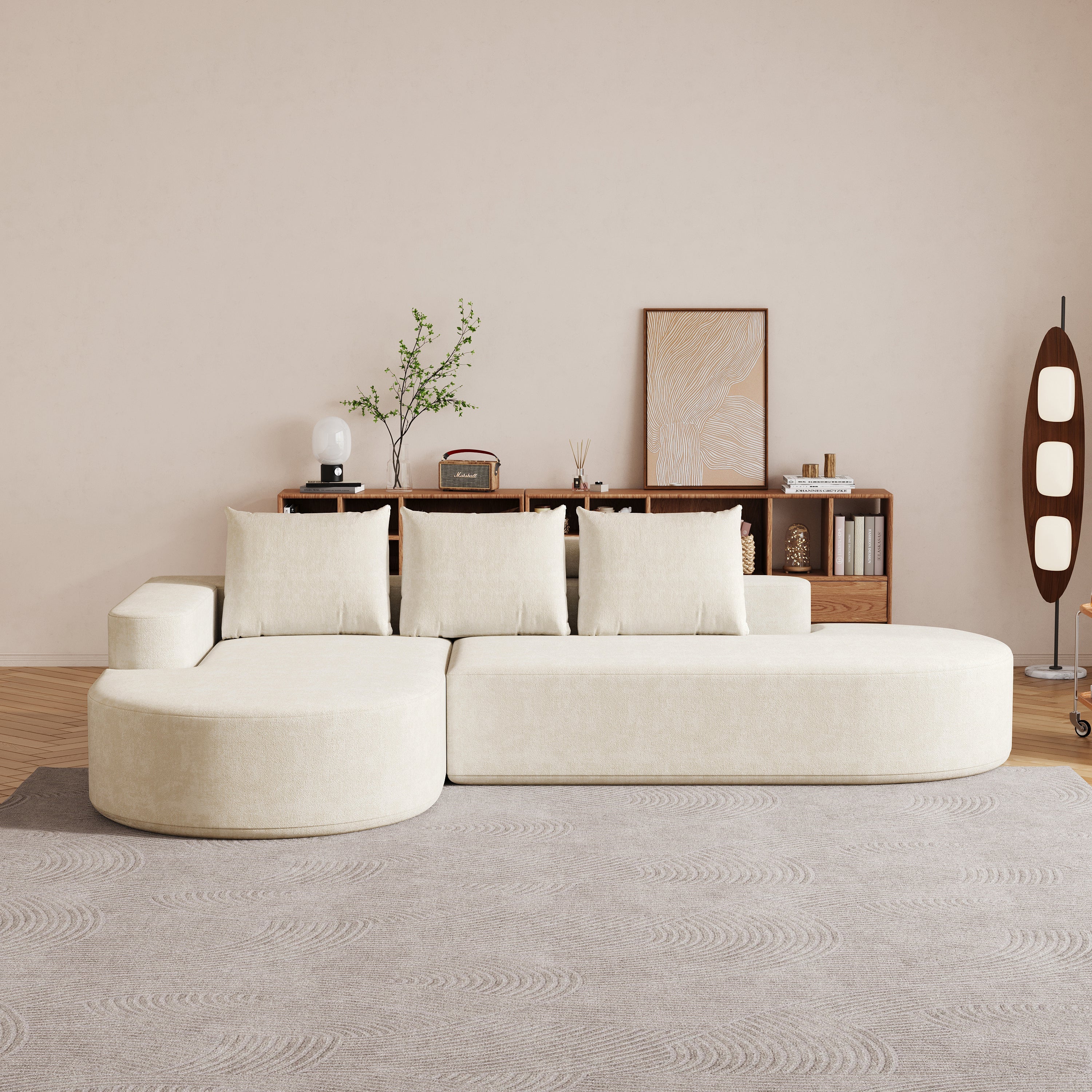 Modern Curved sofa ,Chenille Upholstered Sectional Sofa Couch Set,Modular 108.5' L Shaped Sectional Living Room Sofa Set With 3 Pillows,Free Combination Sofa Couch for Living Room,Bedroom