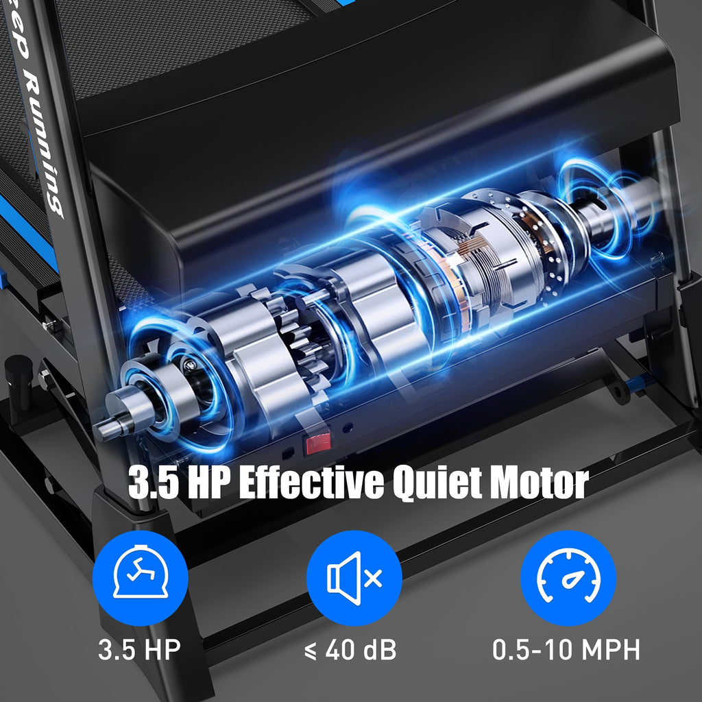 Treadmills for Home, Electric Treadmill with  Automatic Incline, Foldable 3.5HP Workout Running Machine Walking, Double Running Board Shock Absorption Pulse Sensor Bluetooth Speaker APP FITSHOW.