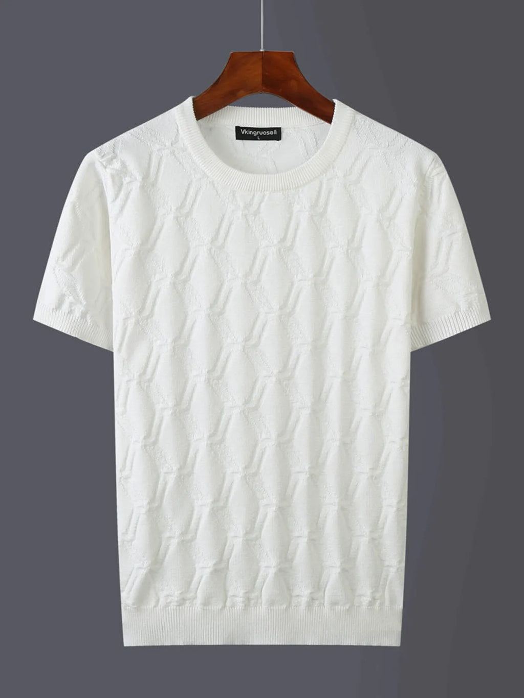 Textured Round Neck Short Sleeve Knit Top