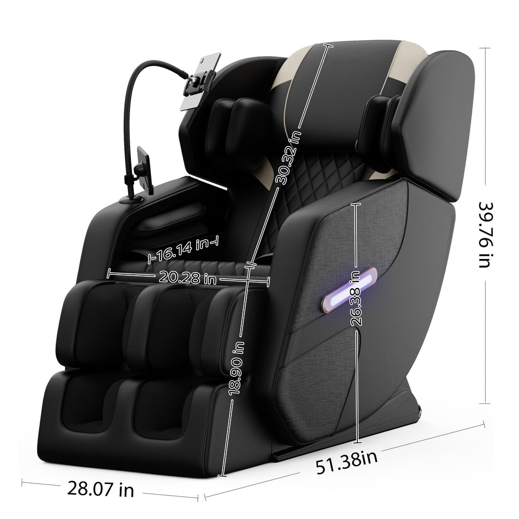2025 Massage Chair Recliner with Zero Gravity, Full Body Air Pressure, Black, PU Leather