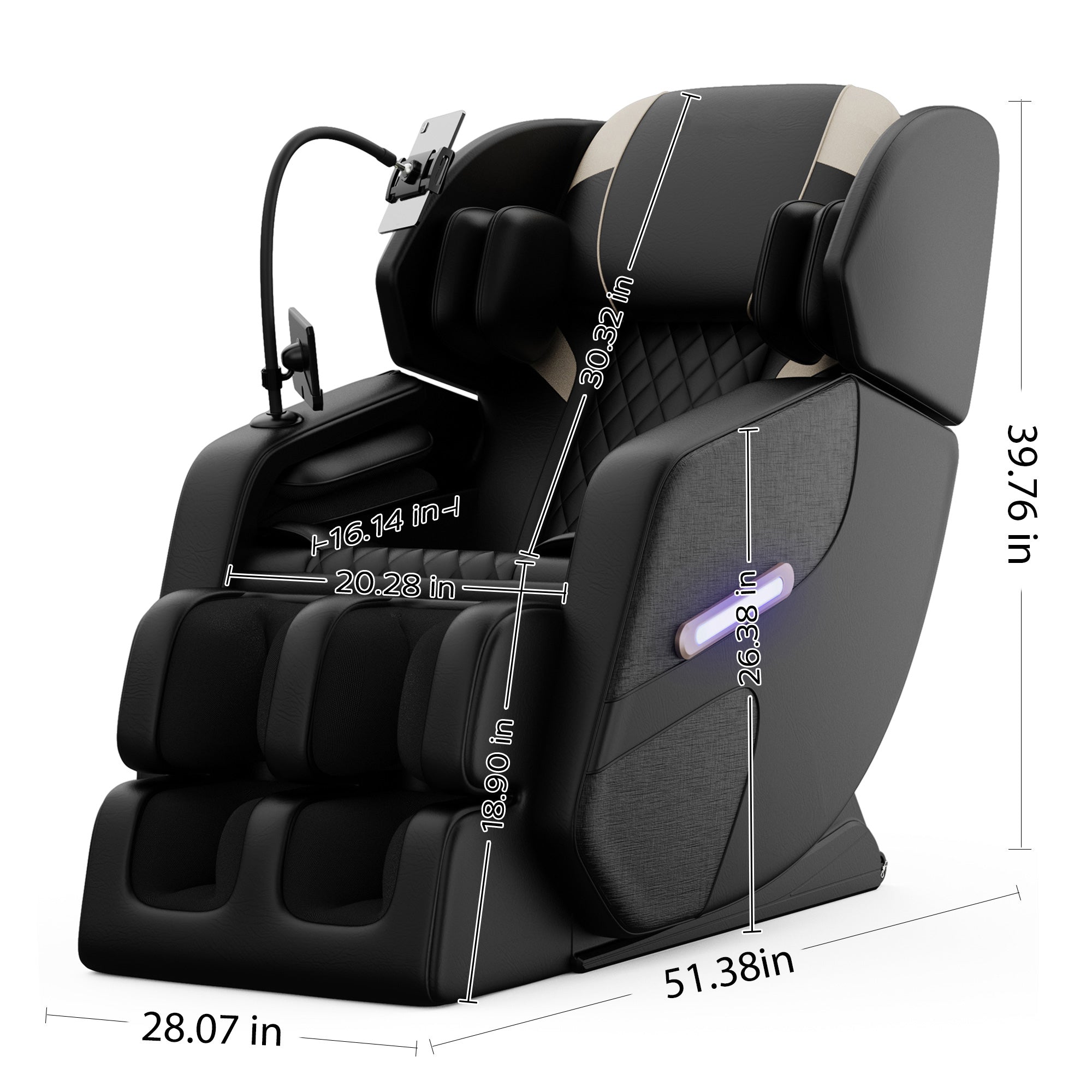 2025 Massage Chair Recliner with Zero Gravity, Full Body Air Pressure, Black, PU Leather