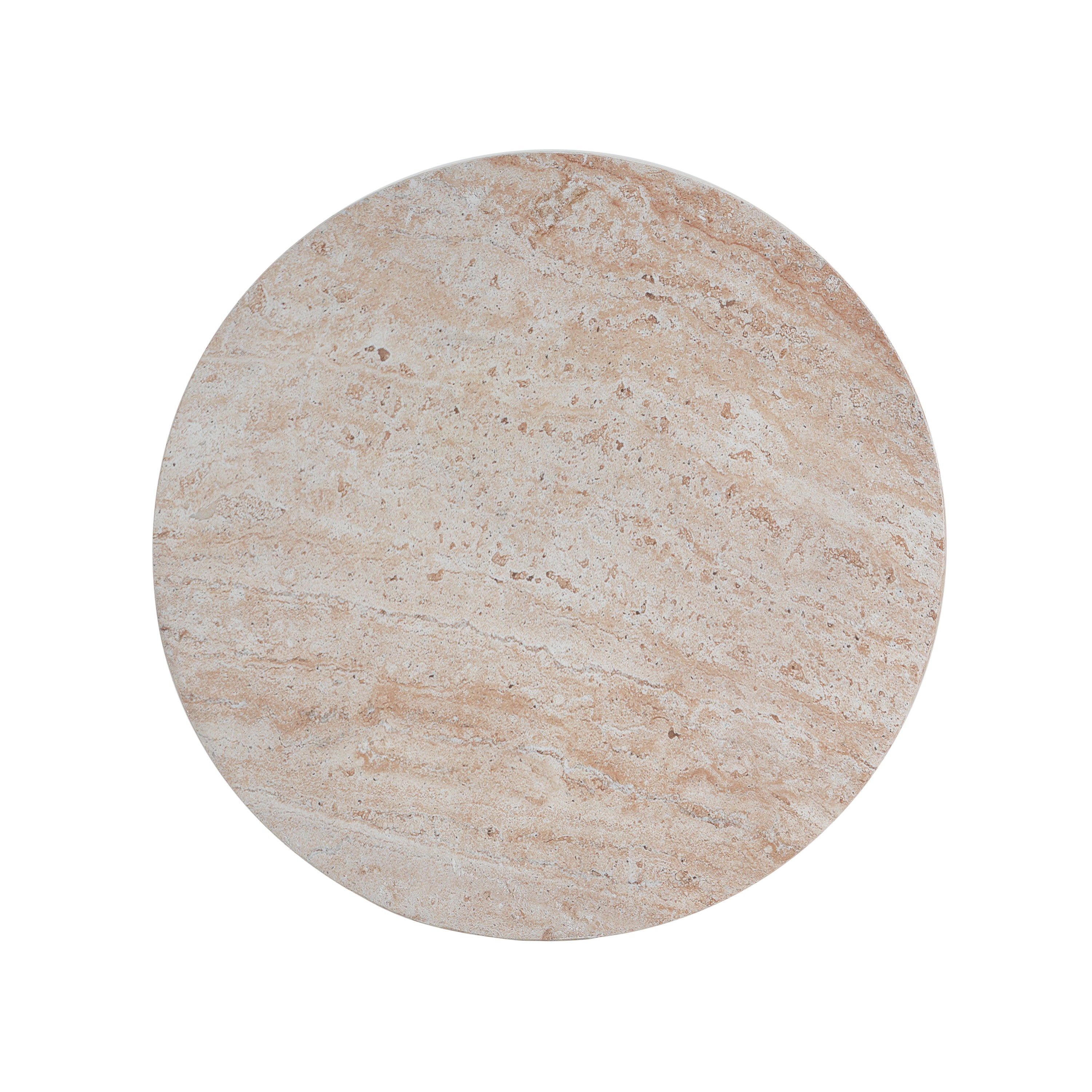 Elegant Travertine Finish Indoor/Outdoor Lightweight Concrete Side Table Beige 18x18x20.25 inches