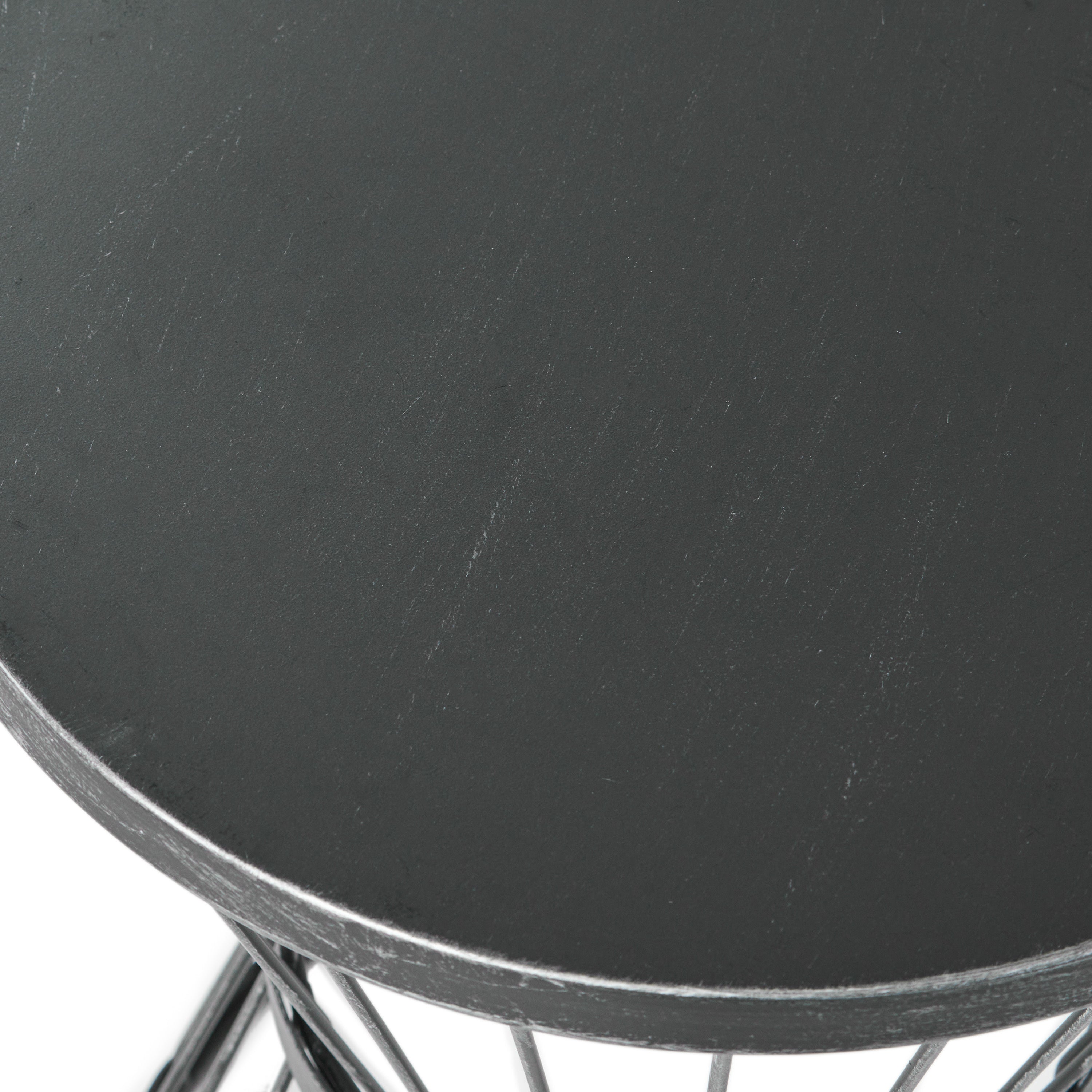 LASSEN Modern Outdoor Side Table with Hourglass Design in Matte Black Iron, 16.25 x 16.25 x 21 inches