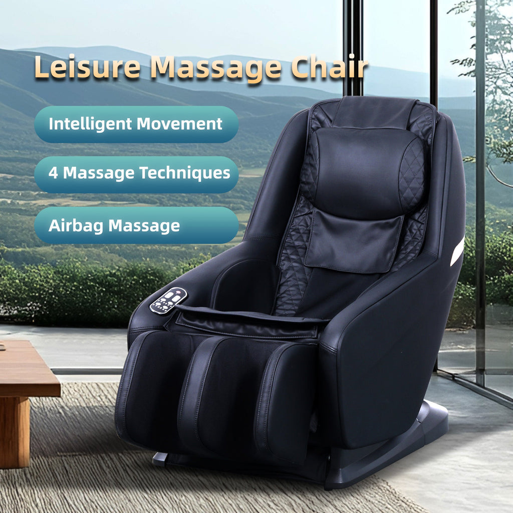 Knead Tap Shiatsu Massage Chair, Zero Gravity Full Body Black Massage Chair with Auto Modes and Airbag Massage, ABS+Steel(Q235) Frame