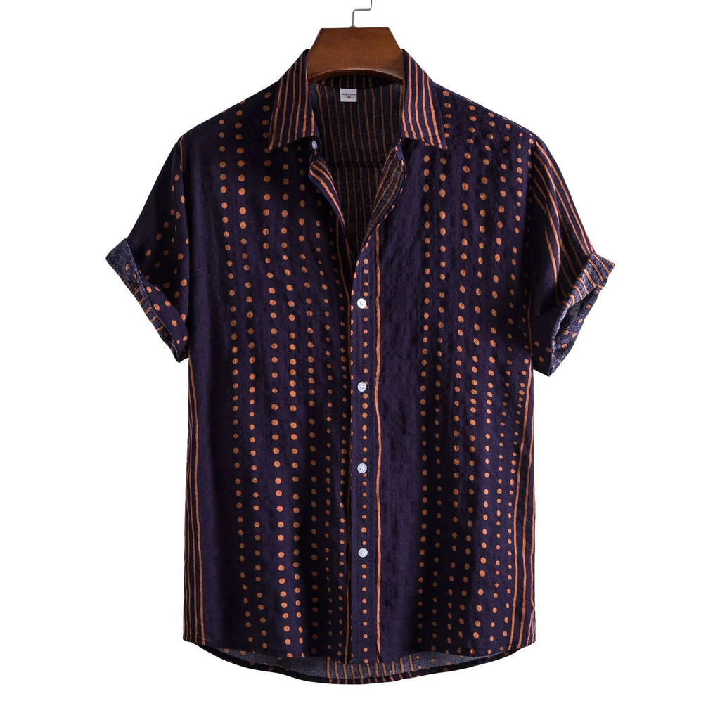 Polka Dot Short Sleeve Button-Up Shirt