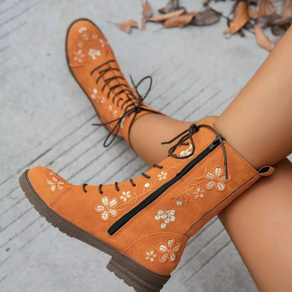 Round Toe Block Heels Boots