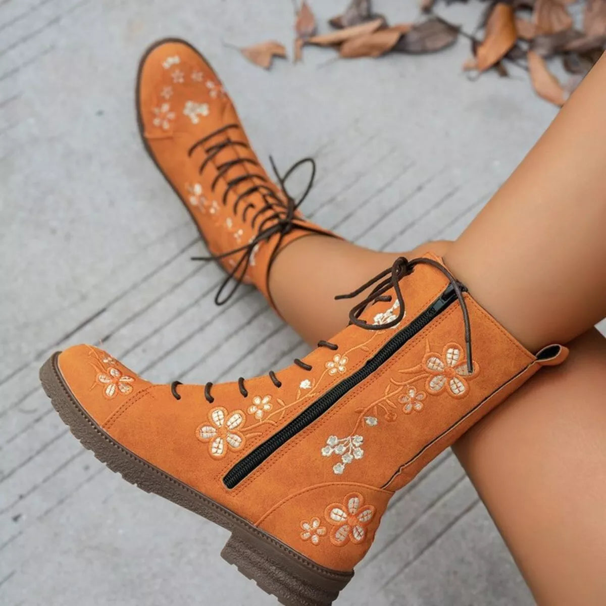 Round Toe Block Heels Boots