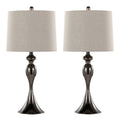 Ashland 27' Contemporary Metal Table Lamp in Gun Metal with Light Grey Textured Slub Linen Shade from Grandview Gallery by LumiSource - Set of 2