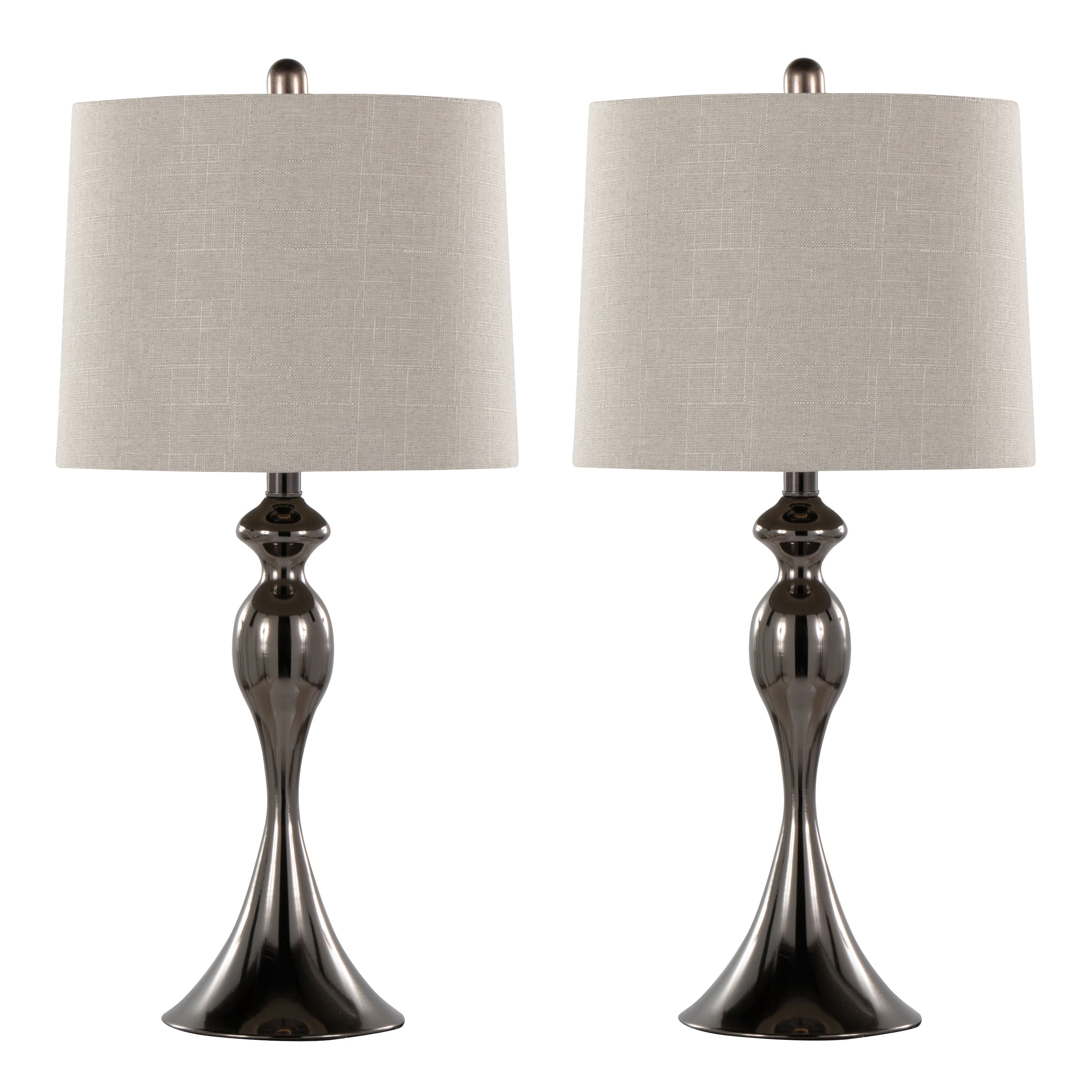 Ashland 27' Contemporary Metal Table Lamp in Gun Metal with Light Grey Textured Slub Linen Shade from Grandview Gallery by LumiSource - Set of 2