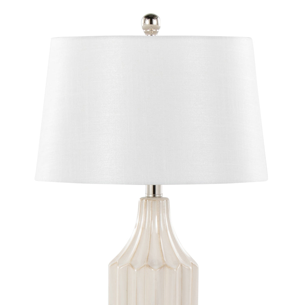 Stella 23' Contemporary Ceramic Table Lamp in Gloss Cream Ceramic with White Shade by LumiSource