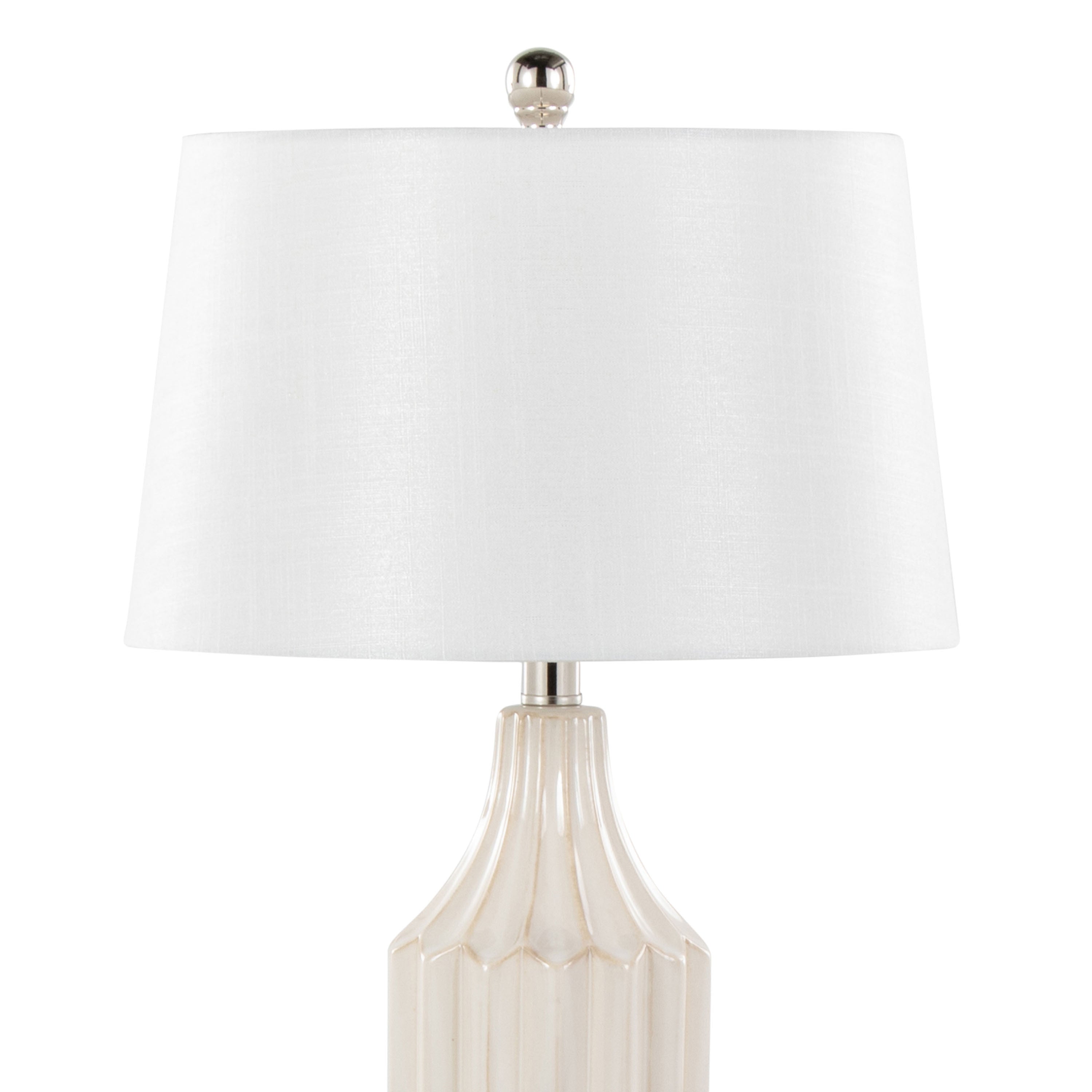 Stella 23' Contemporary Ceramic Table Lamp in Gloss Cream Ceramic with White Shade by LumiSource