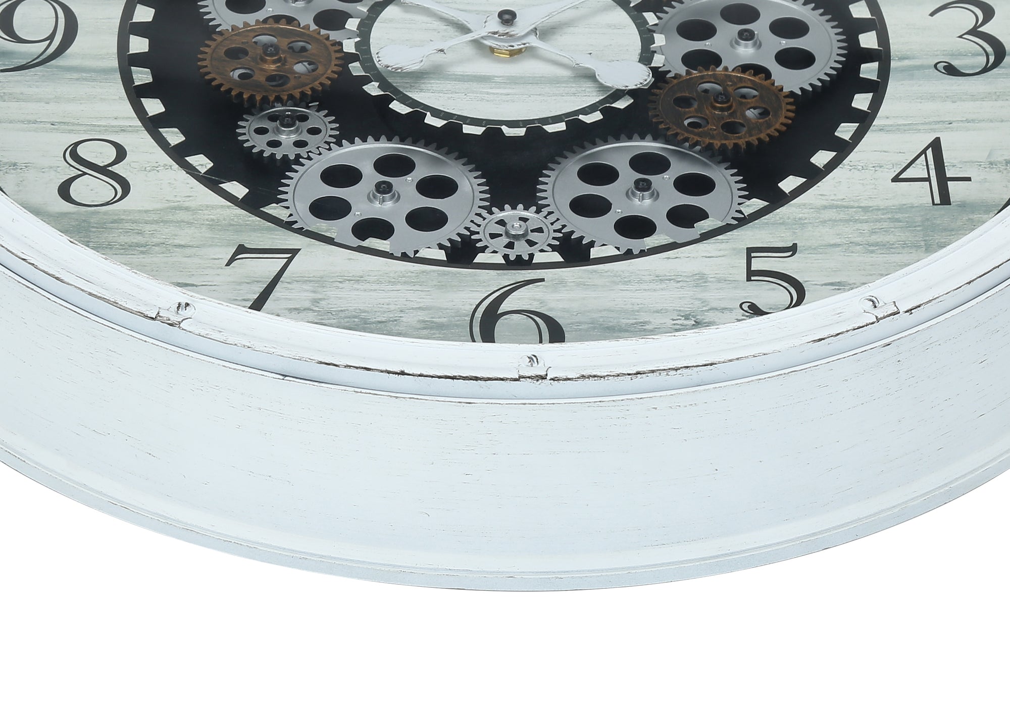 Clocks, 20' Round, Gear Mechanism, Wall Clock, Antique White, Transitional