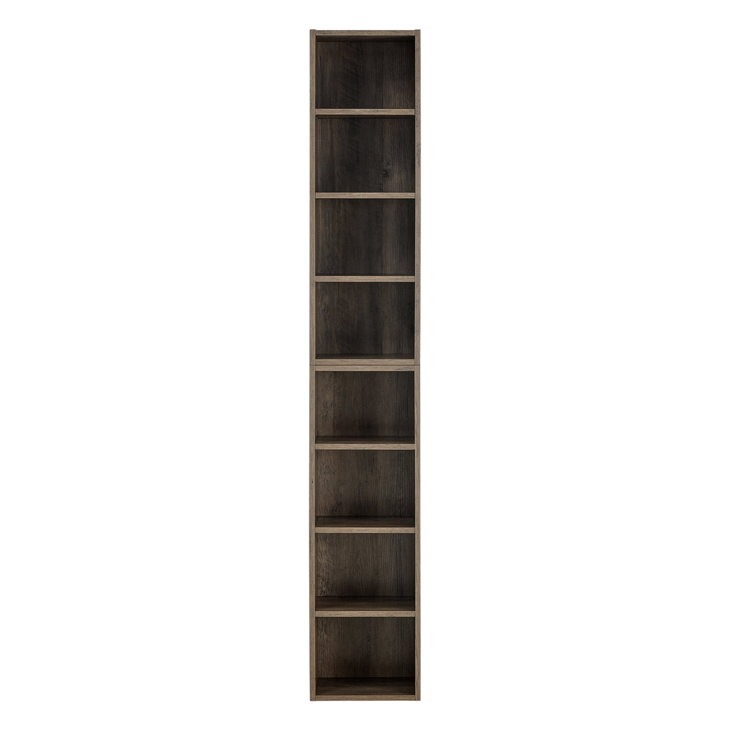 8-Tier Media Tower Rack, CD DVD Slim Storage Cabinet with Adjustable Shelves, Tall Narrow Bookcase Display Bookshelf for Home Office,Multi-functional double-decker bookcase
