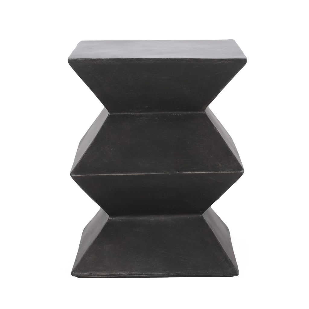 Modern Outdoor Lightweight Concrete Side Table with Geometric Design in Copper