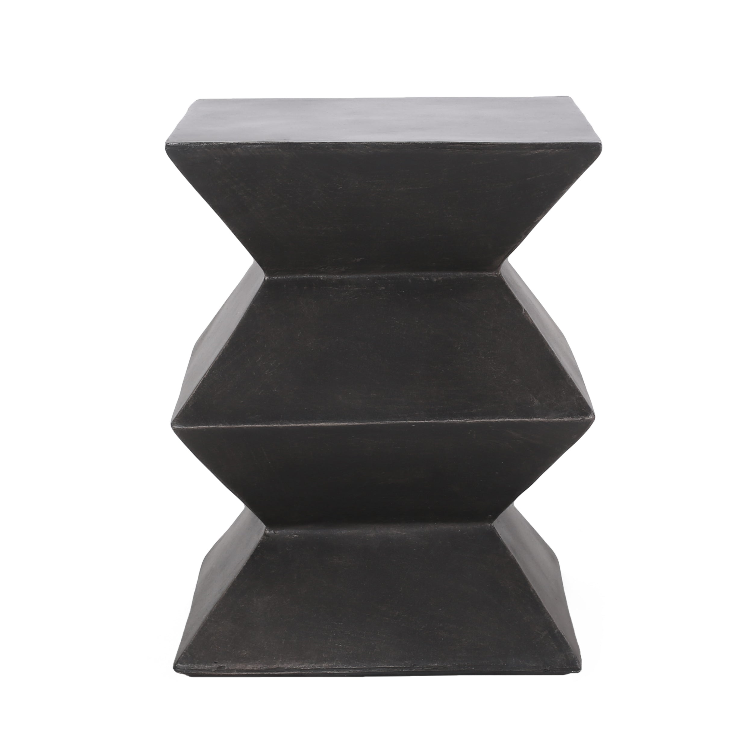 Modern Outdoor Lightweight Concrete Side Table with Geometric Design in Copper