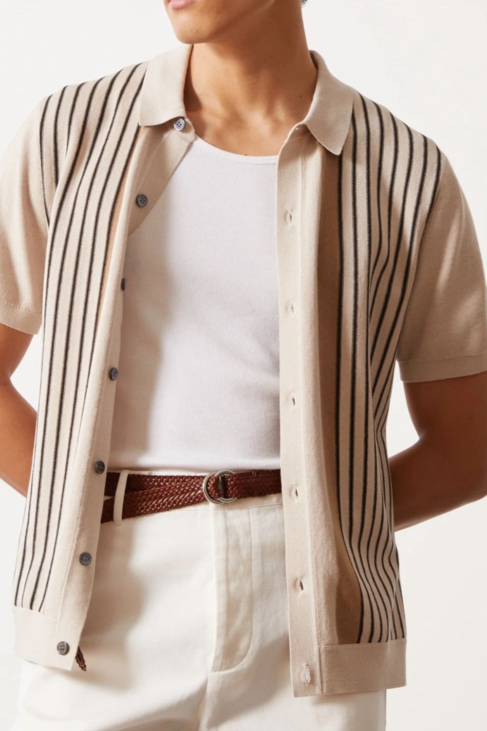 Striped Button Up Short Sleeve Shirt