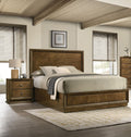 Walnut Color Transitional Style Full Size Bed 2x Nightstands 3pc Set Bedroom Furniture Metal Knobs