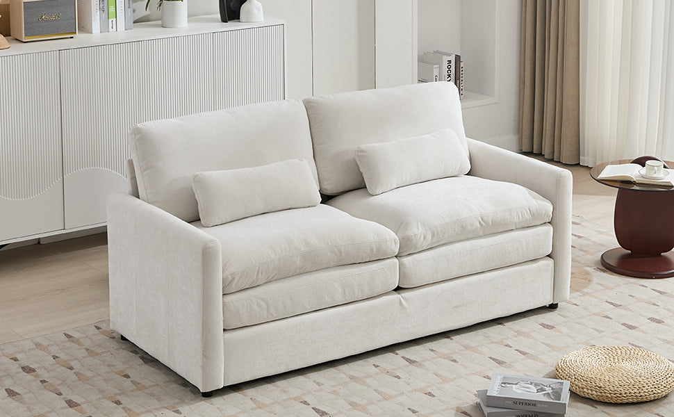 68.1' Cozy Upholstered Loveseat Sofa Oversized Comfy Comfy Cloud Sofa Double Cushion Loveseat Sofa Plush Cushion Sofa Couch for Living Room, Beige