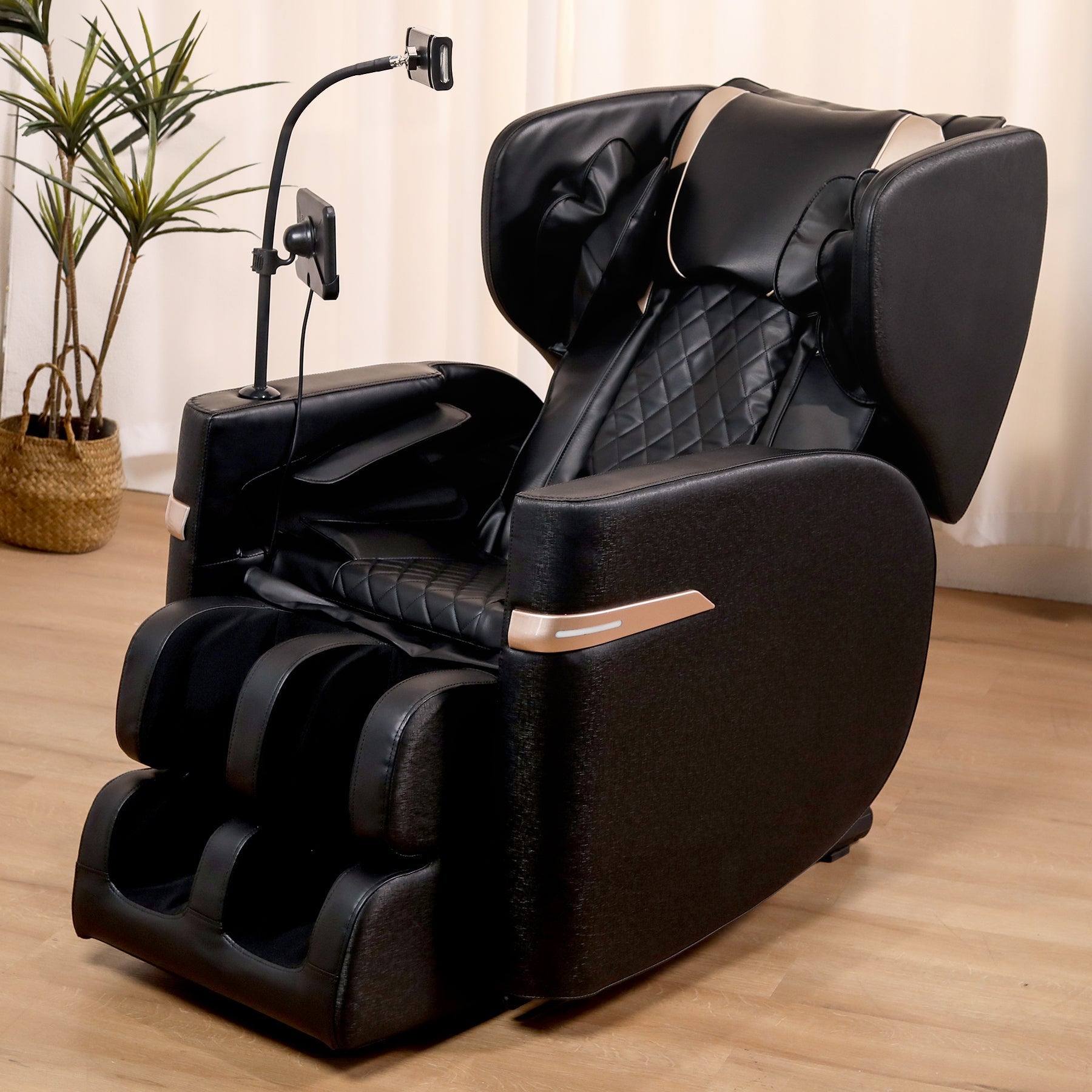 2025 Massage Chair Recliner with Zero Gravity and Full Body Air Pressure in Black PU Leather
