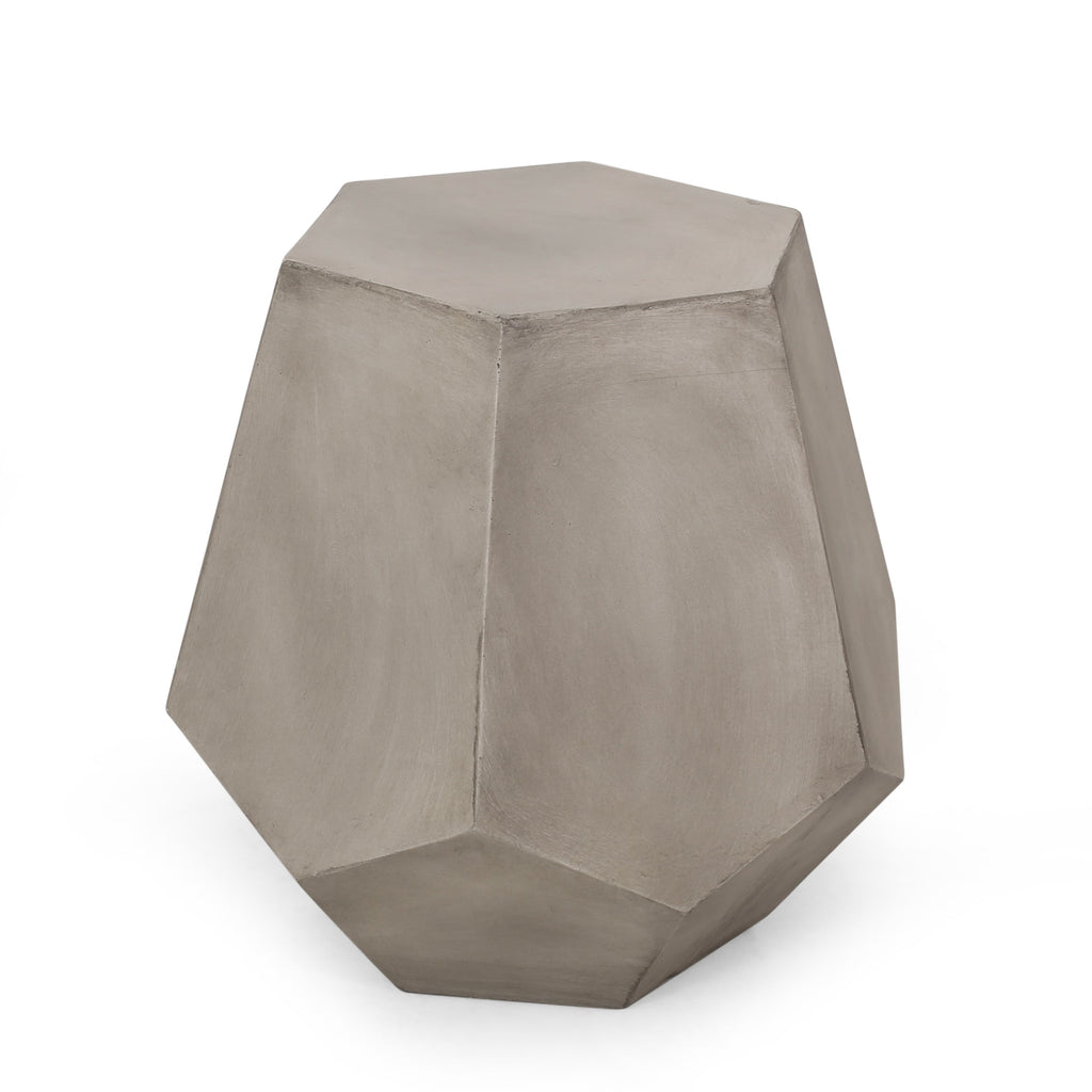 Outdoor CALGARY Side Table Light Grey Magnesium Oxide Contemporary Design 20.50 x 18.50 x 18.75 inches