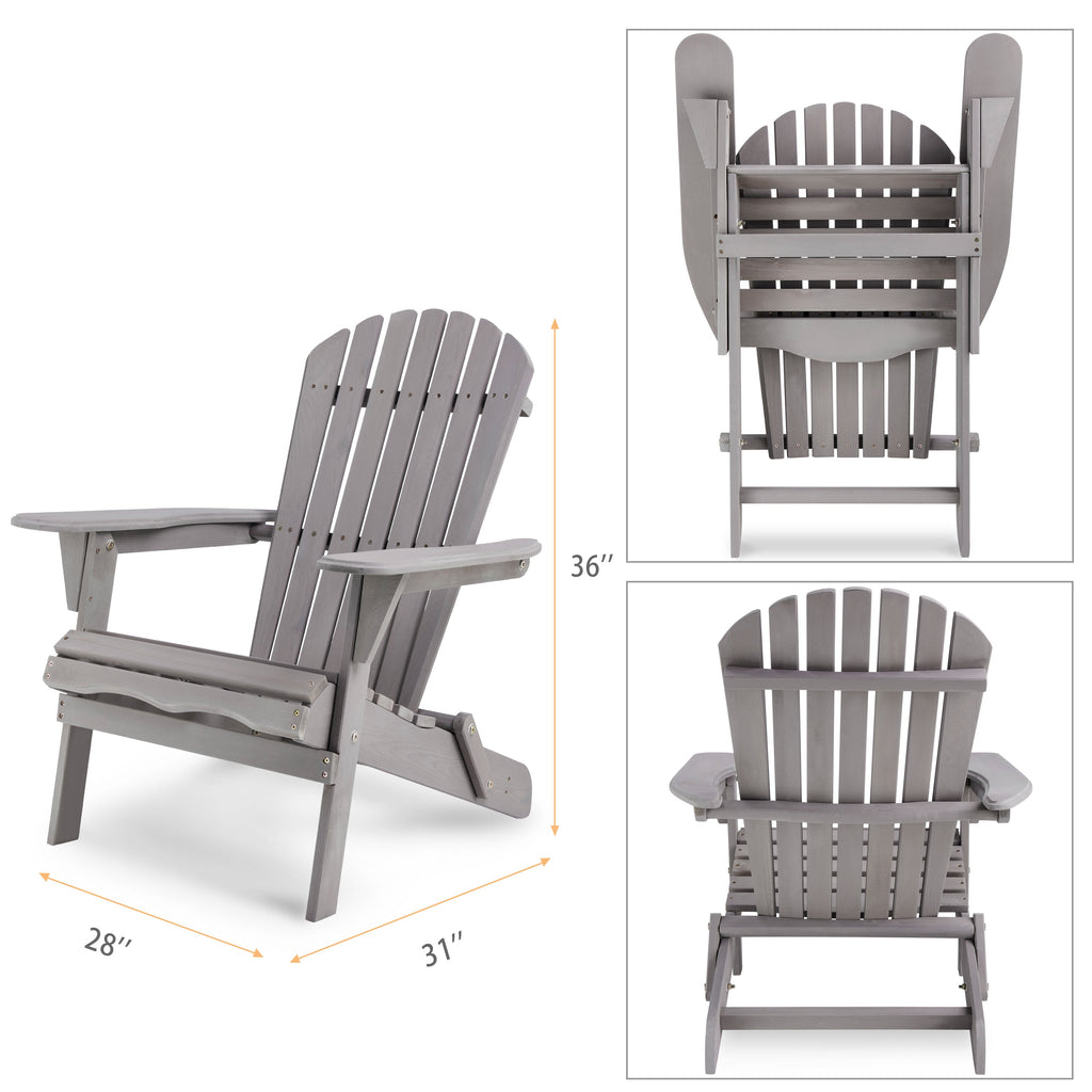 Classic Gray Cedar Wood Lounge Patio Chair Set of 2 for Garden and Outdoor Use