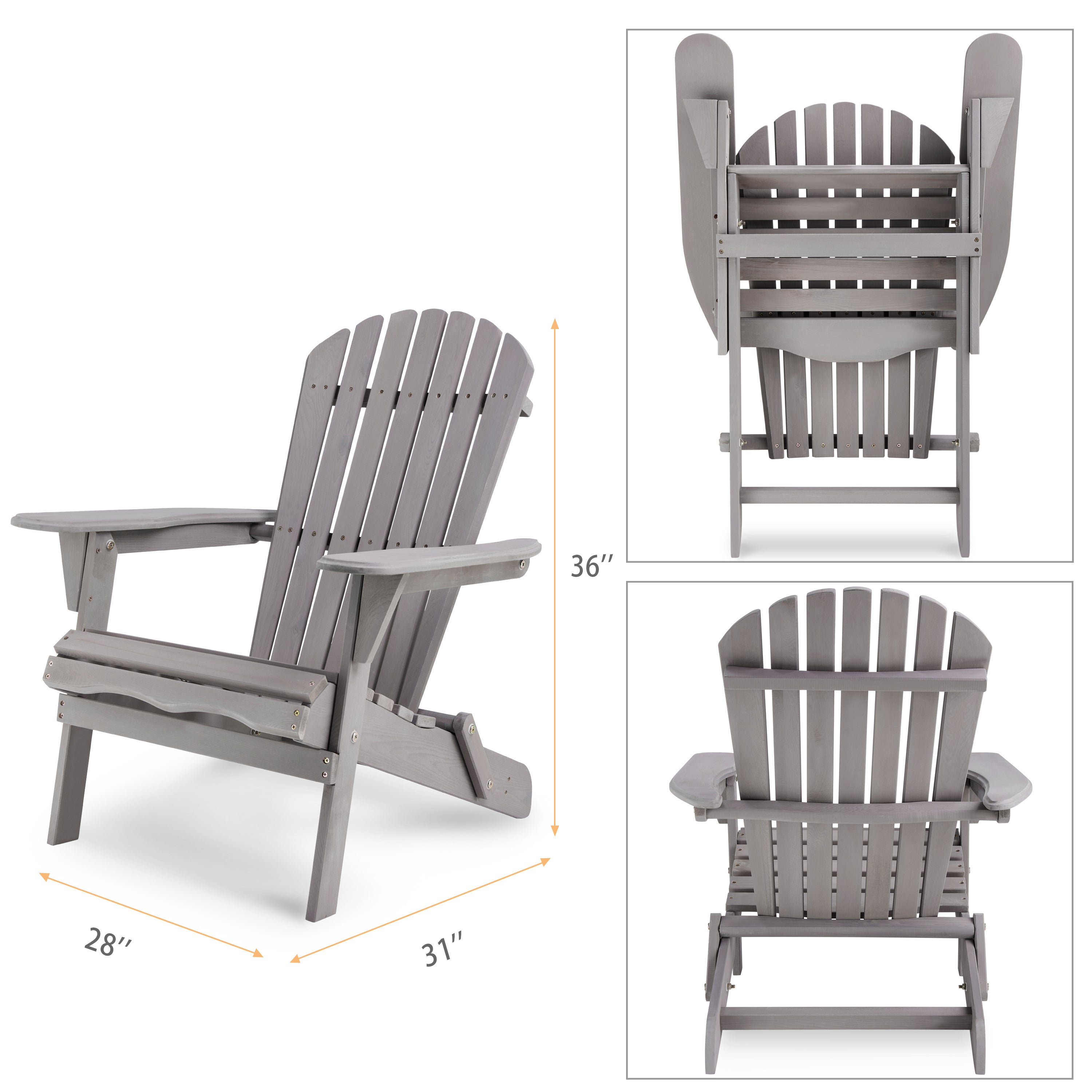 Classic Gray Cedar Wood Lounge Patio Chair Set of 2 for Garden and Outdoor Use