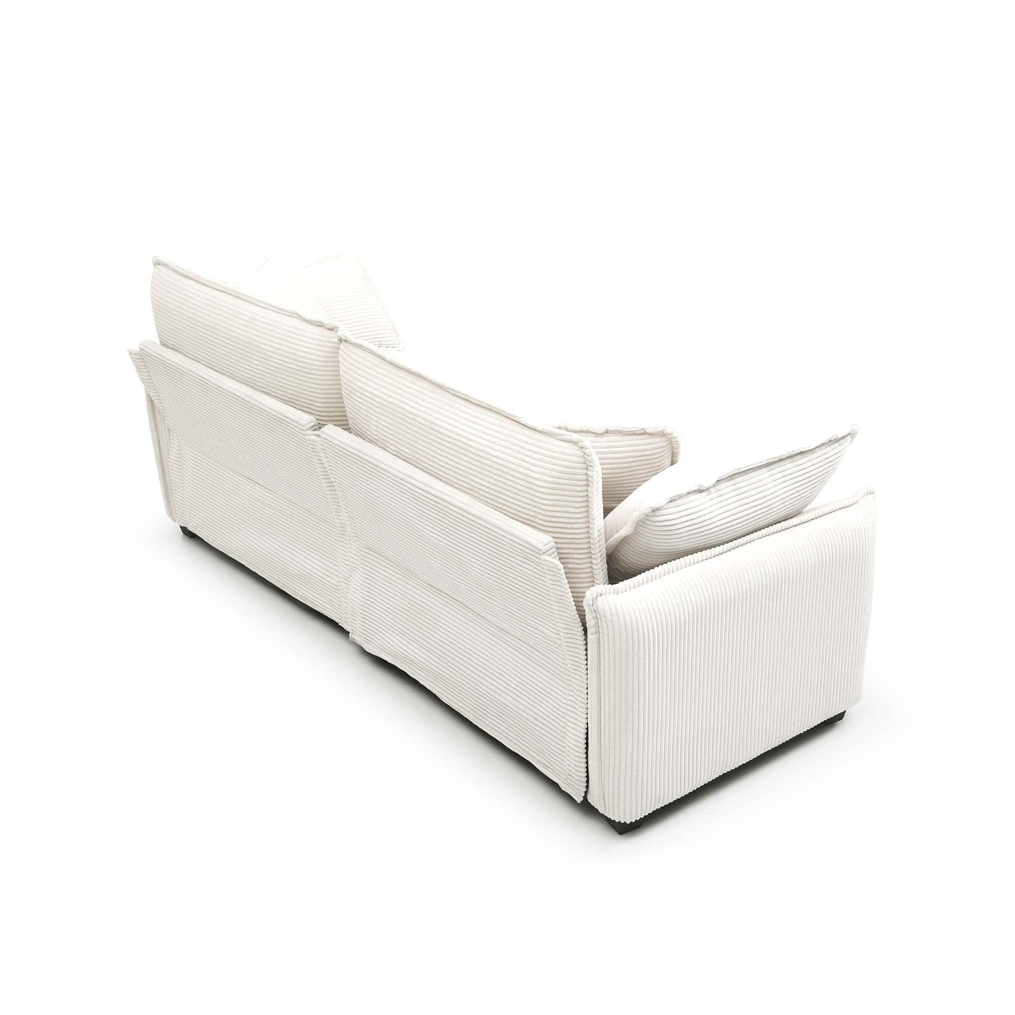 Modern Living Room Sofa 3 Pieces Set, Two 2-Seater Sofas and One 3-Seater Sofas, Upholstery Large Deep Seat Sofa with sofat Cushion and Pillowss, Beige Corduroy