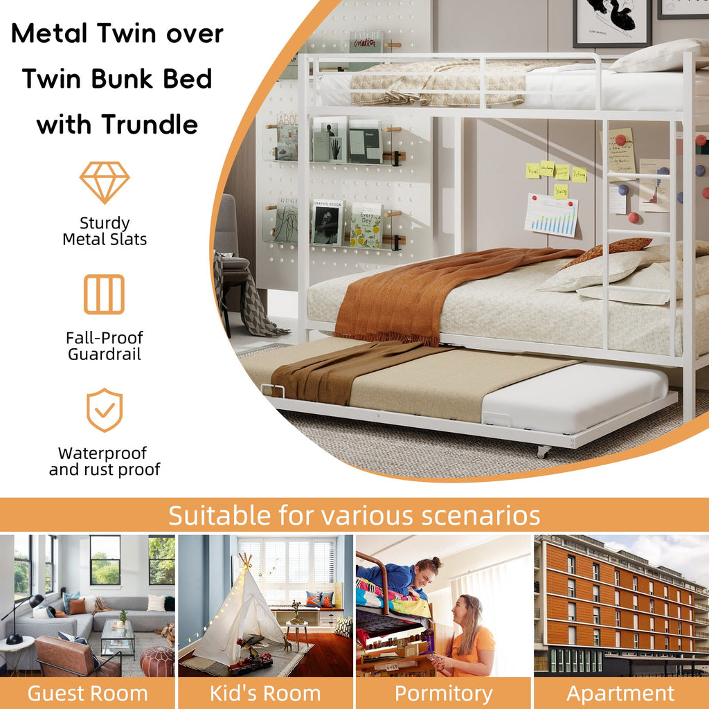 Durable Square Tube Iron Bunk Bed Featuring Safety Rails, Modern Minimalist Look, Ideal for Kids Room, Guest Room or Shared Space, Easy Assembly & Long - Lasting Performance-Queen size: 153cm*203cm