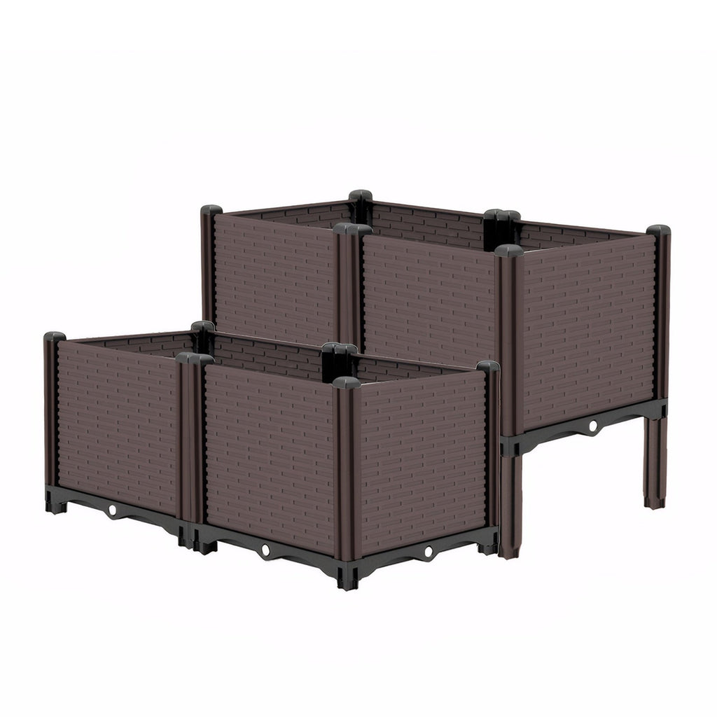 31.5x31.5x19.6in Raised Garden Beds Outdoor, Polypropylene Planter Boxes Outdoor for Vegetables, Flowers, Herbs, Garden Box with Drain Outlet, Heat and Frost Resistant Planters, 440 lbs Capacity