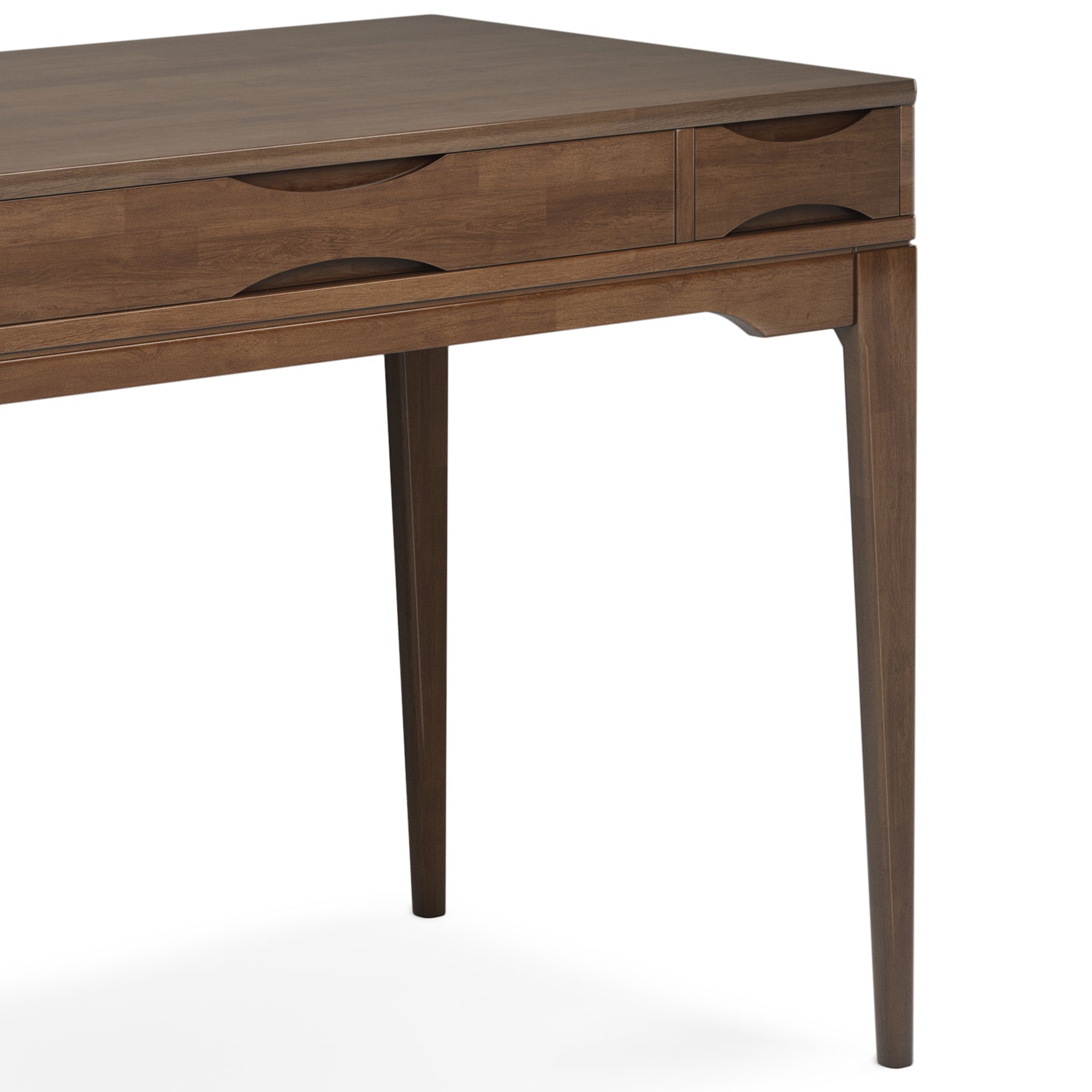 Harper 48 inch Wide Solid Hardwood Mid-Century Modern Small Desk in Walnut Brown